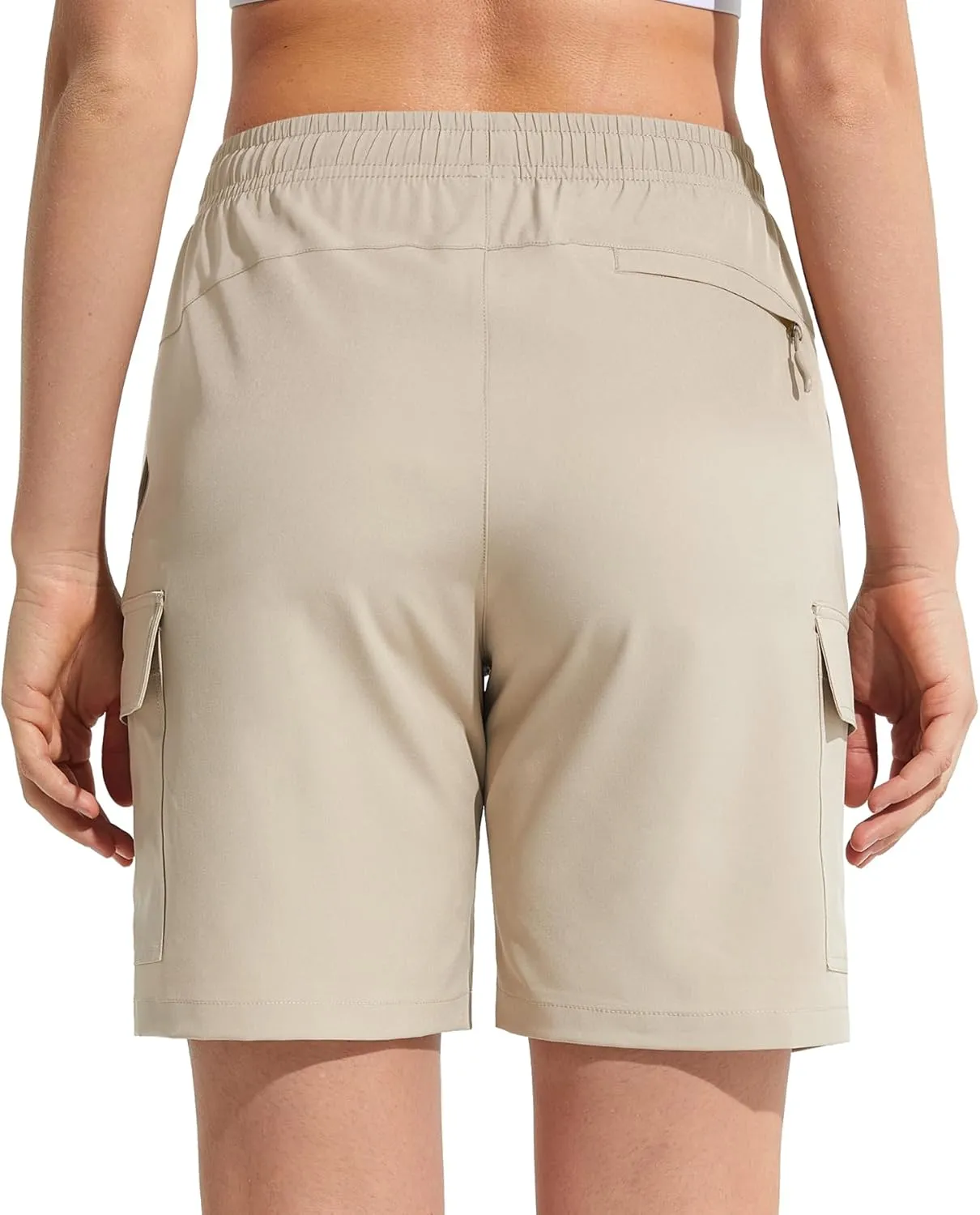 MOCOLY Womens Hiking Cargo Shorts 8" Quick Dry Lightweight Golf Shorts for Camping Travel Athletic with Zipper Pockets