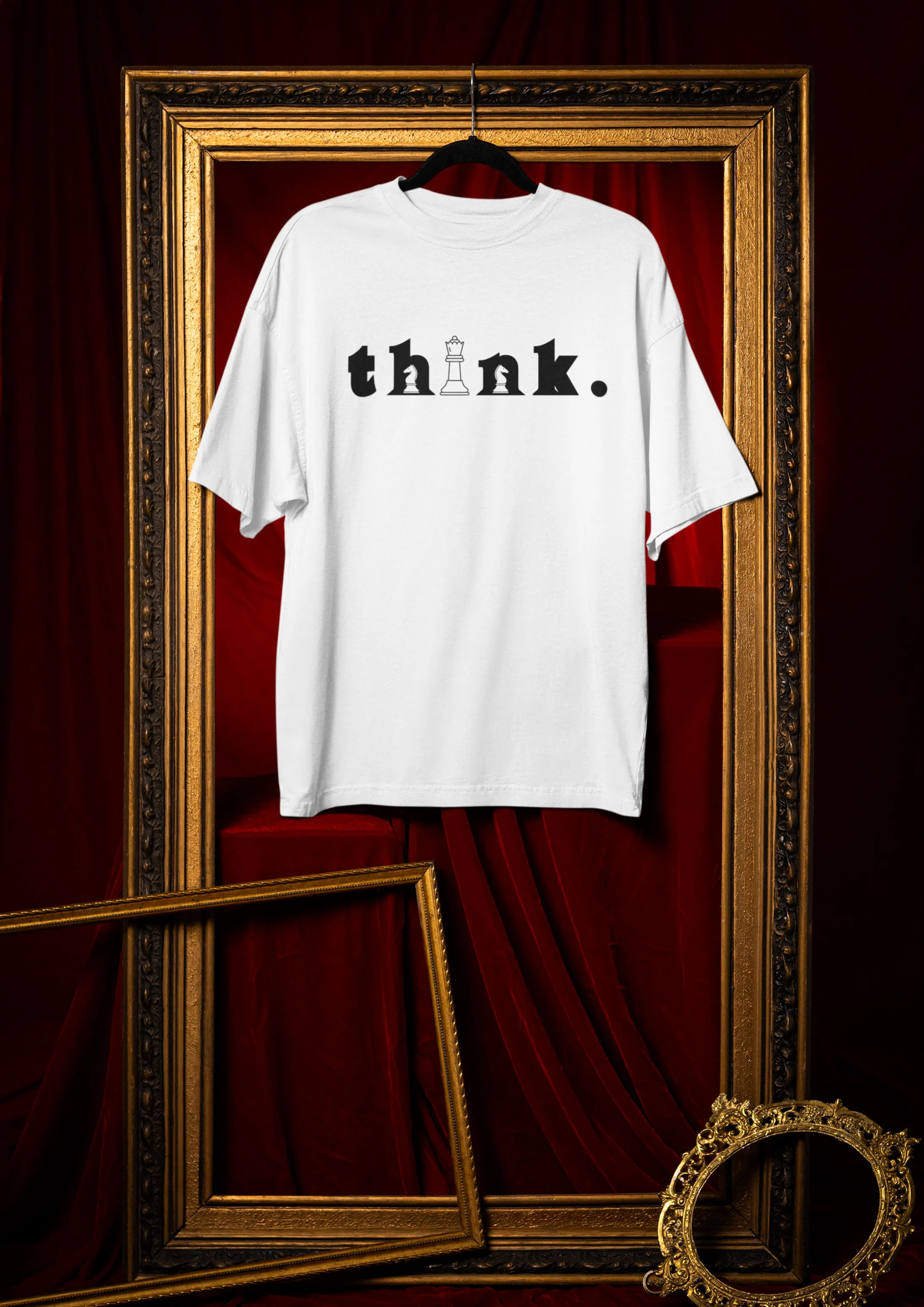 Modern Streetwear Look Featuring 'Think' Graphic T-Shirt and Bold Accessories