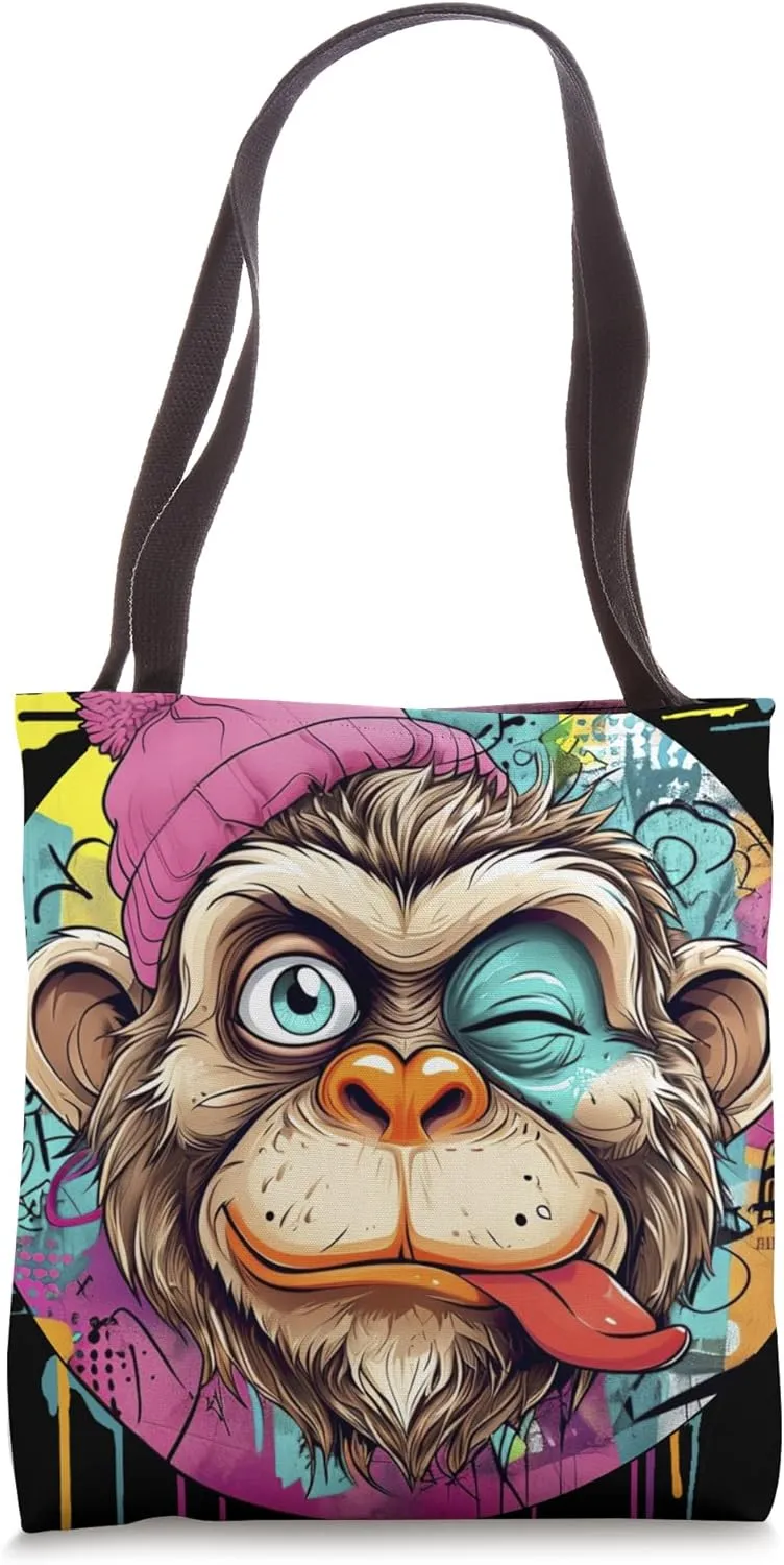 Monkey Urban Graffiti Street Art Primate with Hip-Hop Style Tote Bag
