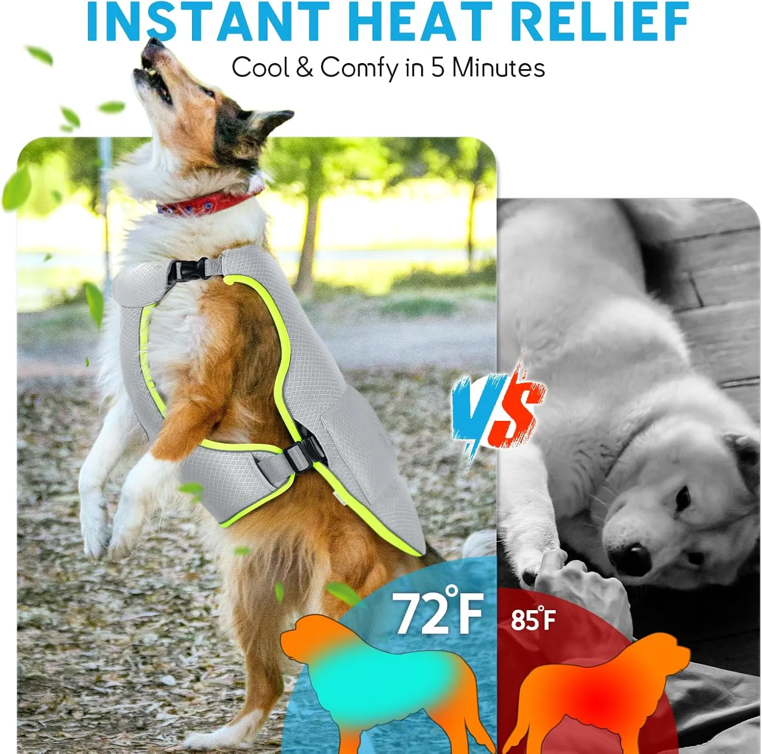 Mora Pets Dog Cooling Vest with Ice Pack Evaporation Cool Harness Adjustable Summer Shirt Pet Jacket for Hot Weather Fit Large Medium Small Dogs Grey S