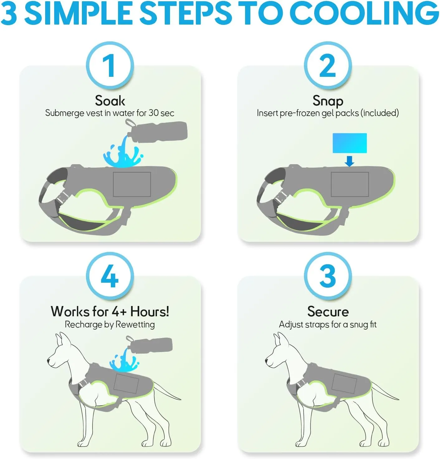 Mora Pets Dog Cooling Vest with Ice Pack Evaporation Cool Harness Adjustable Summer Shirt Pet Jacket for Hot Weather Fit Large Medium Small Dogs Grey S