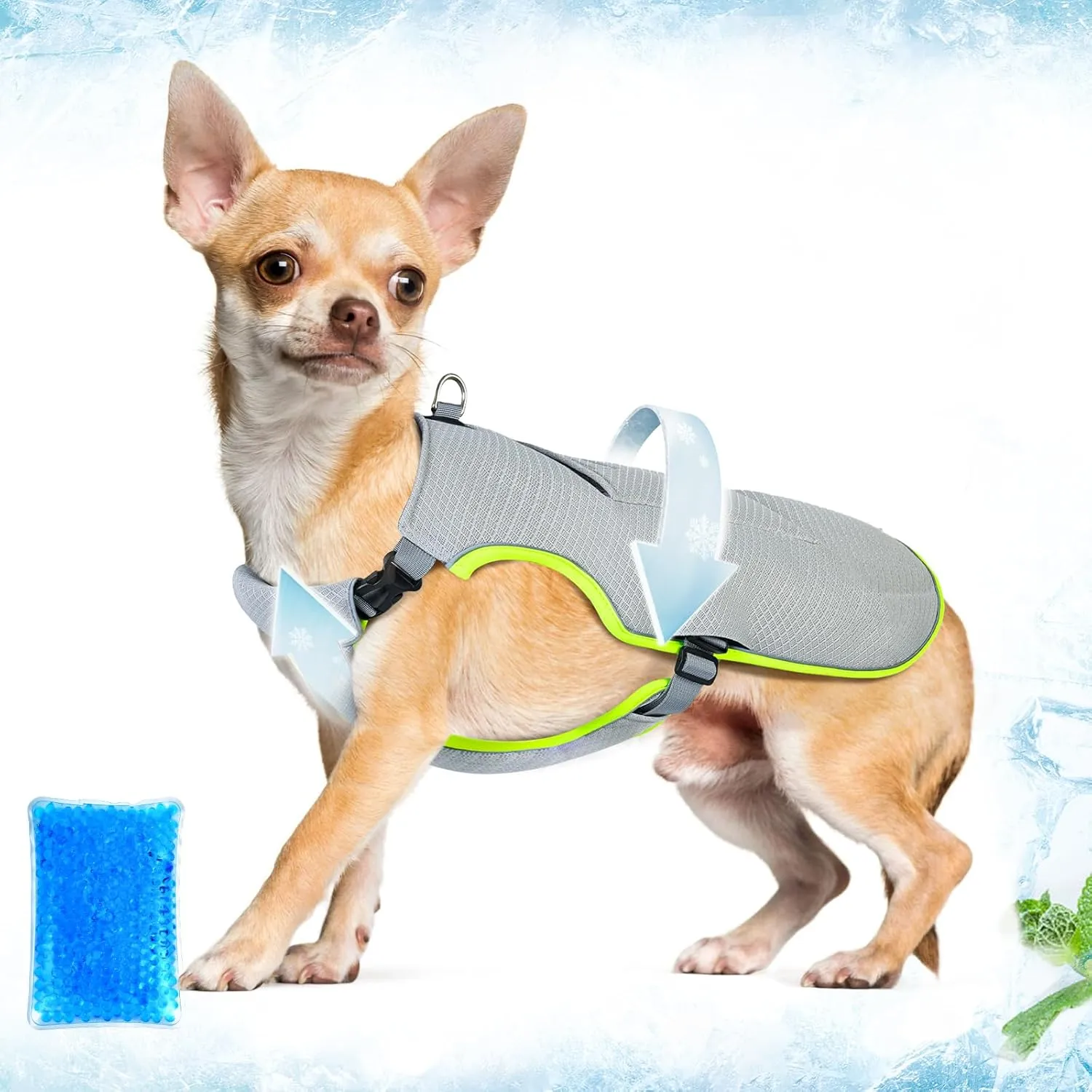 Mora Pets Dog Cooling Vest with Ice Pack Evaporation Cool Harness Adjustable Summer Shirt Pet Jacket for Hot Weather Fit Large Medium Small Dogs Grey S