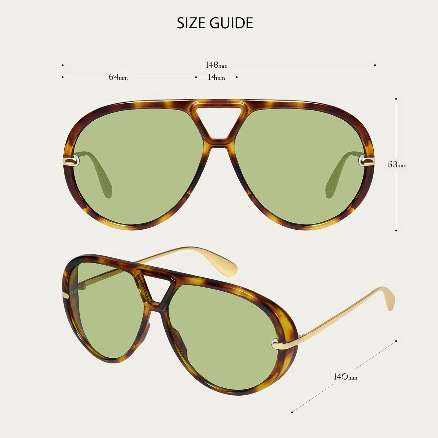 mosanana Trendy Oversized Aviator Sunglasses for Women Retro Style MS52478