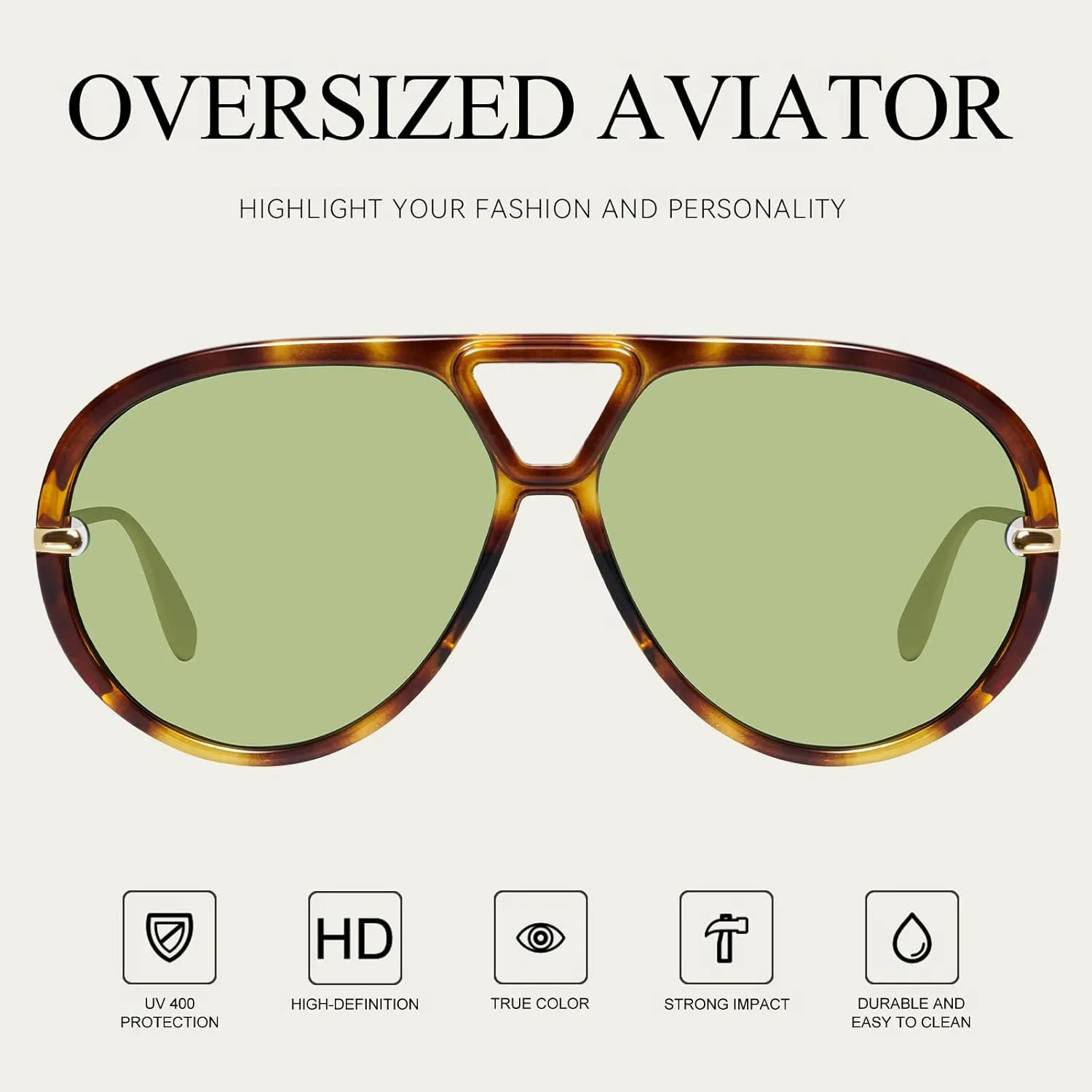 mosanana Trendy Oversized Aviator Sunglasses for Women Retro Style MS52478