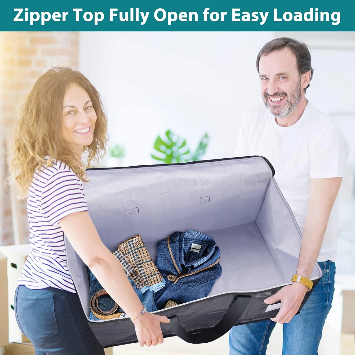 Moving Bags Heavy Duty with Strong Zippers and Handles Collapsible Moving Supplies, Storage Totes for Packing & Moving Storing 93L 10Pack