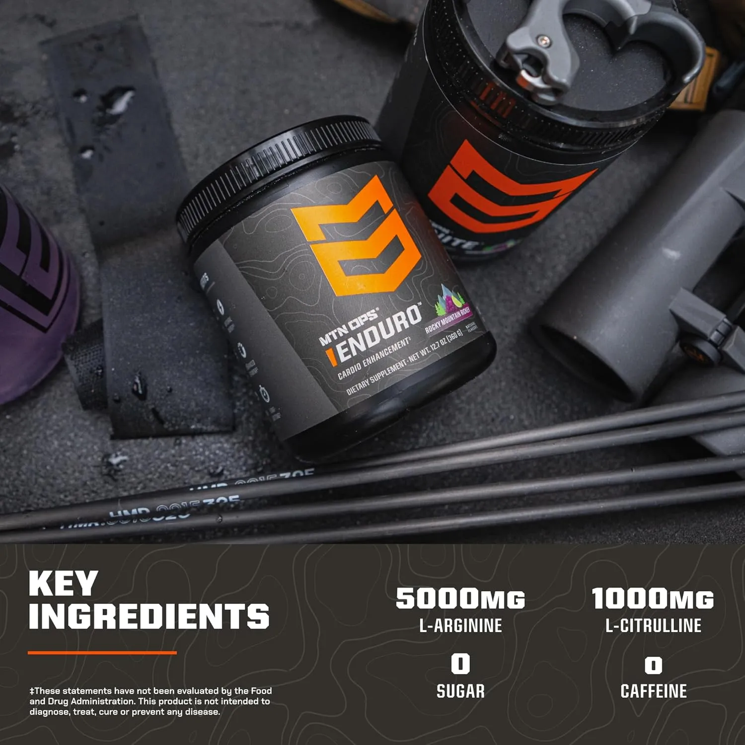 MTN OPS Enduro Trail Packs Nitric Oxide Stim Free Pre Workout | Magnesium Citrate, L Arginine & L Citrulline Caffeine Free Preworkout | 20 Serving Raspberry