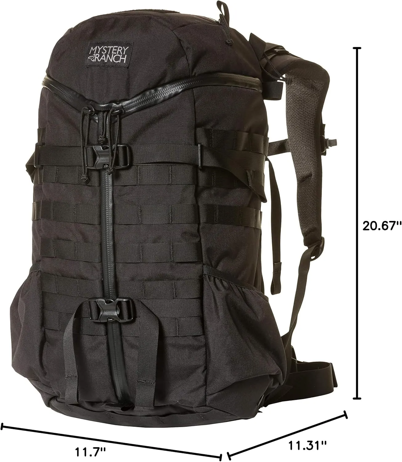 Mystery Ranch 2 Day Backpack - Tactical Daypack Molle Hiking Packs, Black, SM/MD