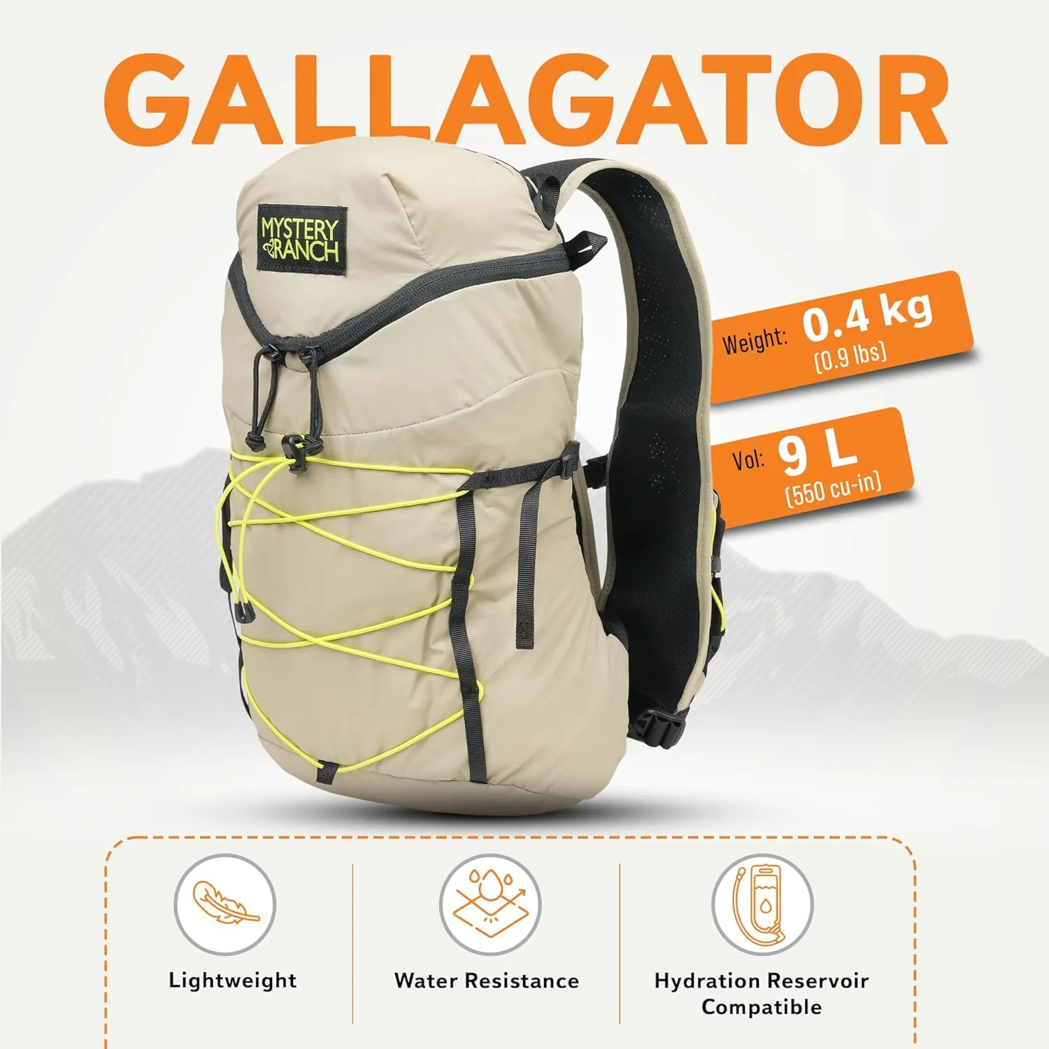 Mystery Ranch Gallagator 10 Travel Bag to Hiking Backpack Daypack, Hummus Dobby, L/XL