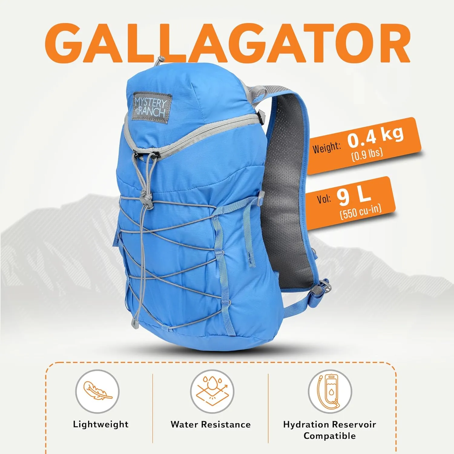 Mystery Ranch Gallagator 10 Travel Bag to Hiking Backpack Daypack, Pacific, L/XL