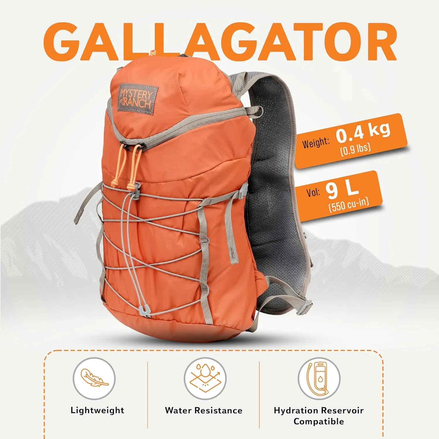 Mystery Ranch Gallagator 10 Travel Bag to Hiking Backpack Daypack, Paprika, S/M