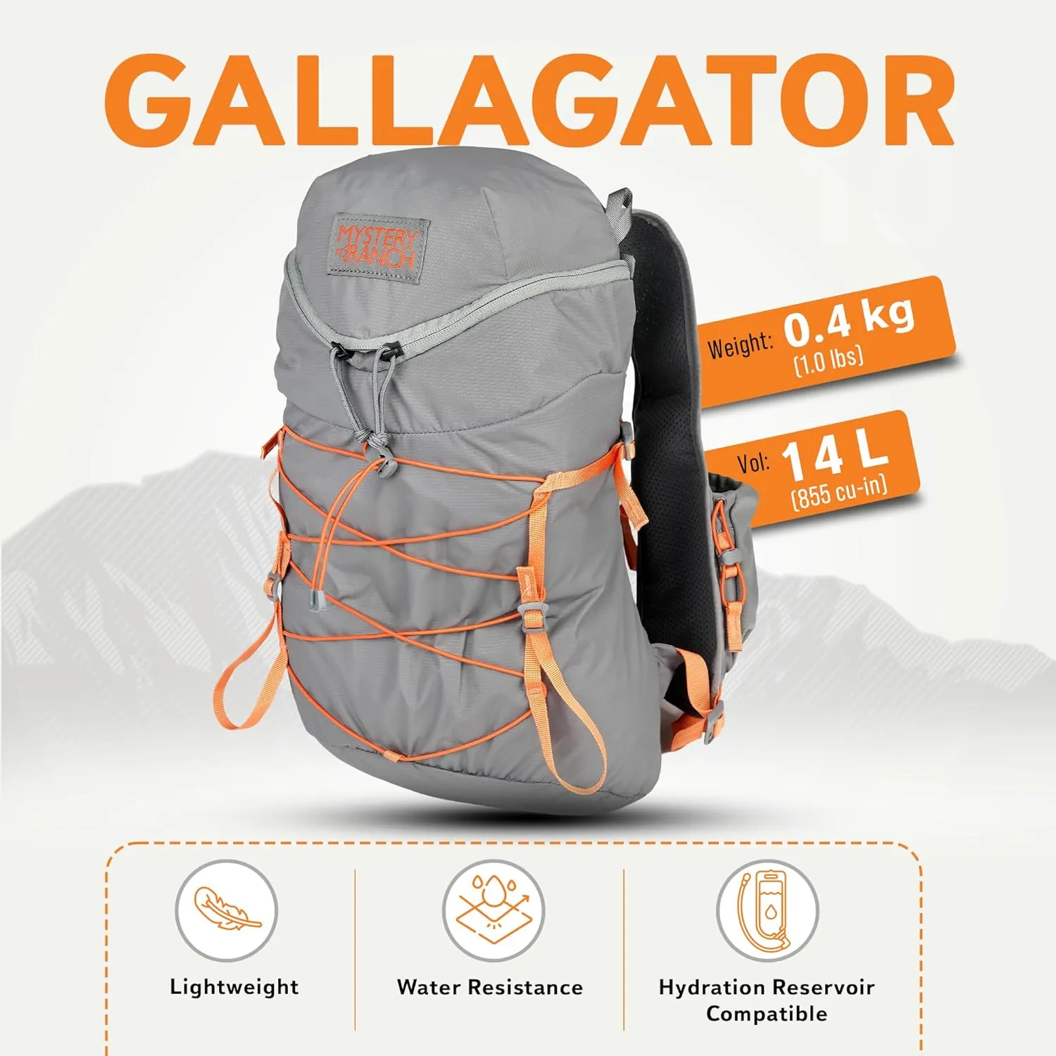 Mystery Ranch Gallagator 15 Travel Bag to Hiking Backpack Daypack, Gravel, S/M