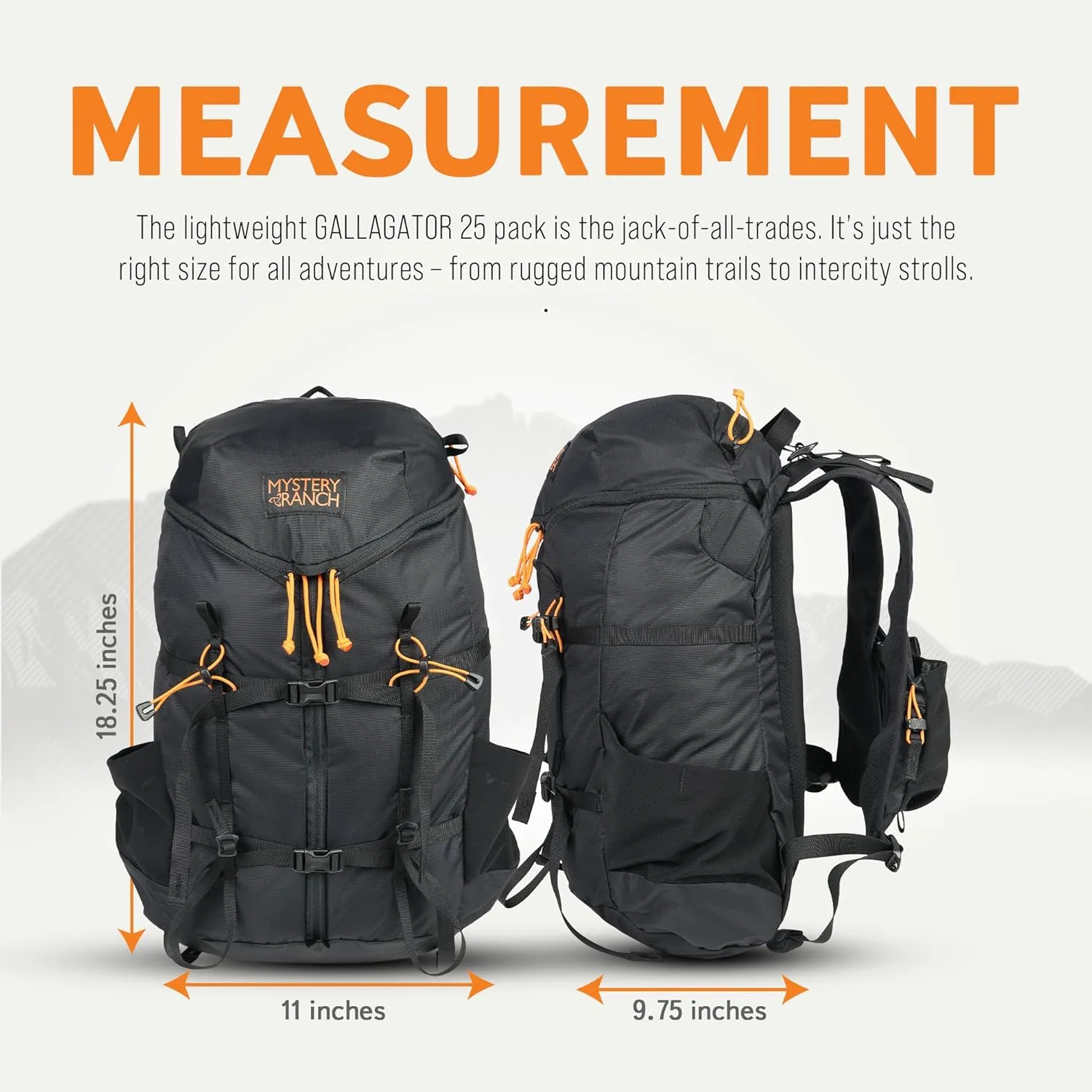 Mystery Ranch Gallagator 25 Travel Bag to Hiking Backpack Daypack, Black, S/M