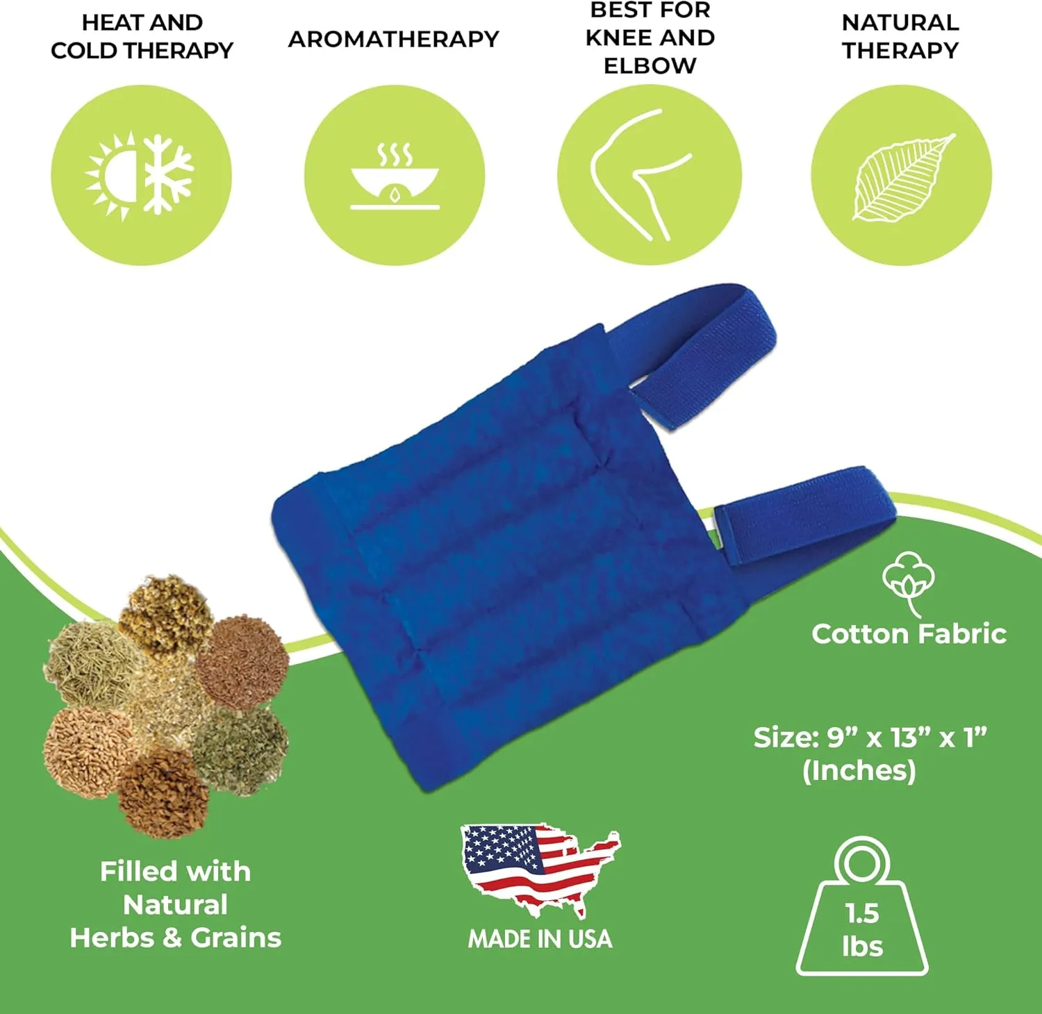 Nature Creation Microwave Heating Pad for Knee - Heating Pad Microwavable for Joints, Knee Pain & Sore Muscle - Reusable Hot/Cold Pack for Joints Comfort and Relaxation, Blue Marble 1 Pack