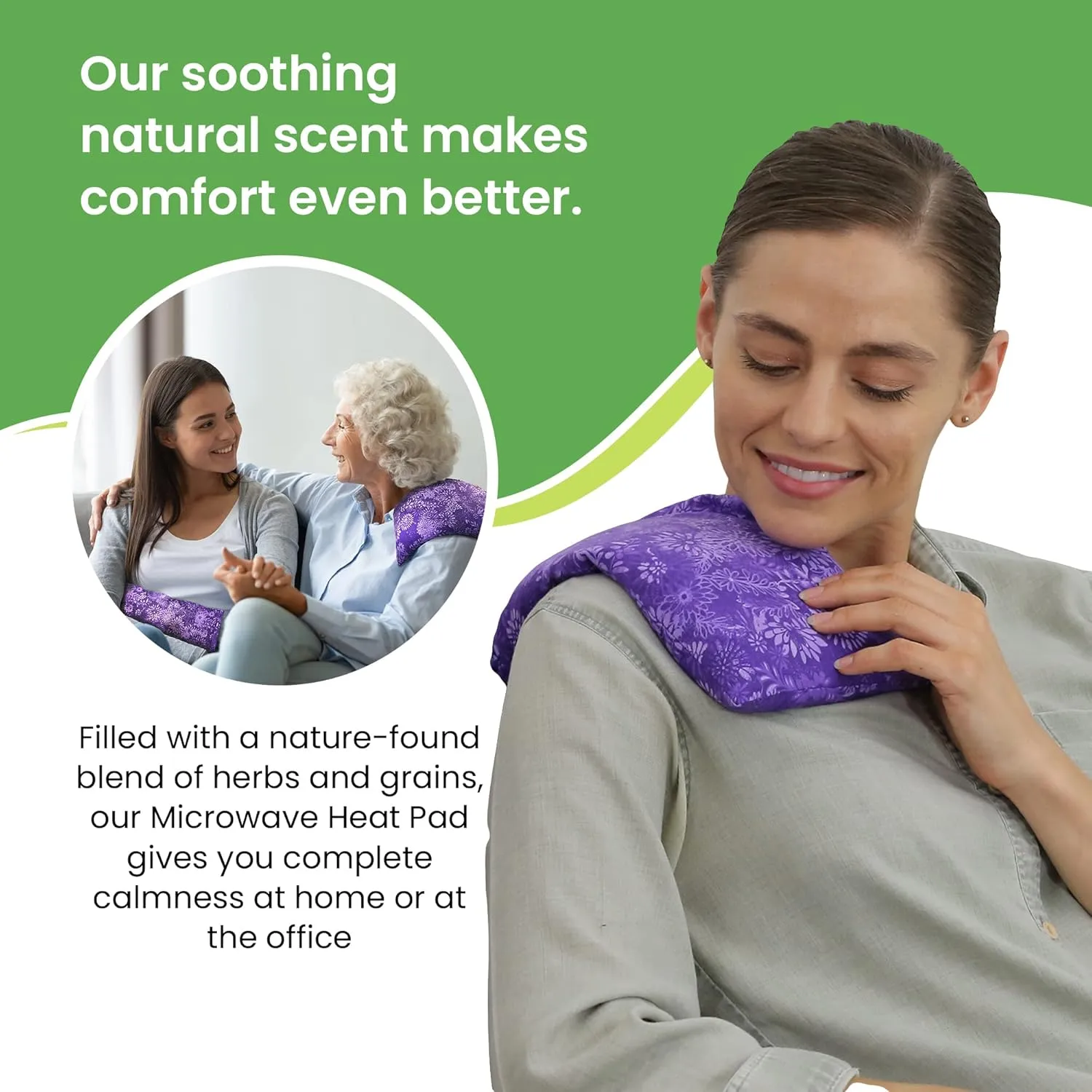 Nature Creation Reusable Microwave Heat Pad - Microwave Heating Pad for Neck and Shoulders, Cold Compress & Hot Pack, Heat Pack Warming Pad, Microwavable Heating Pads for Cramps, Purple Flowers 1 pack