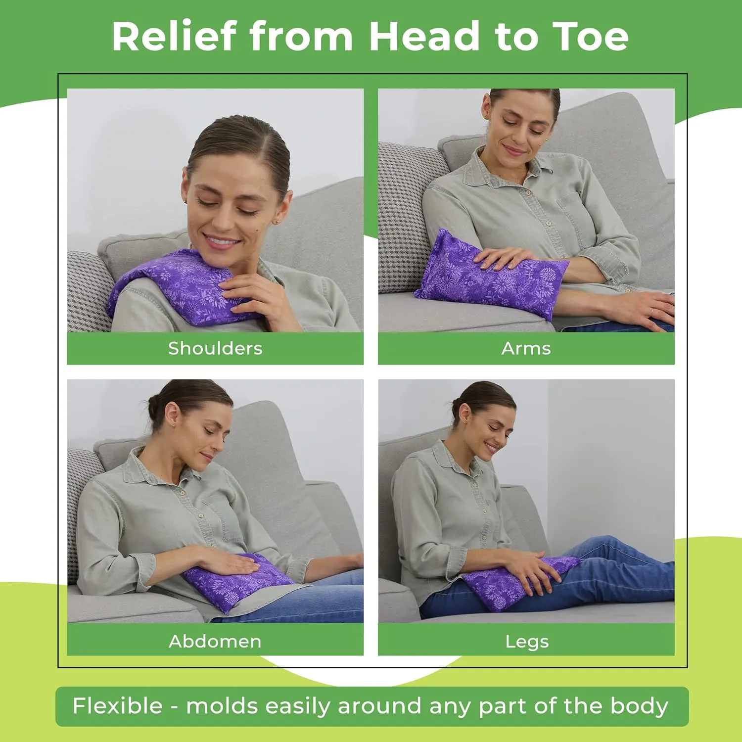 Nature Creation Reusable Microwave Heat Pad - Microwave Heating Pad for Neck and Shoulders, Cold Compress & Hot Pack, Heat Pack Warming Pad, Microwavable Heating Pads for Cramps, Purple Flowers 1 pack