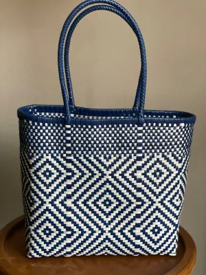Navy and White Woven Tote