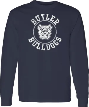 NCAA Distressed Circle Logo, Team Color Long Sleeve, College, University