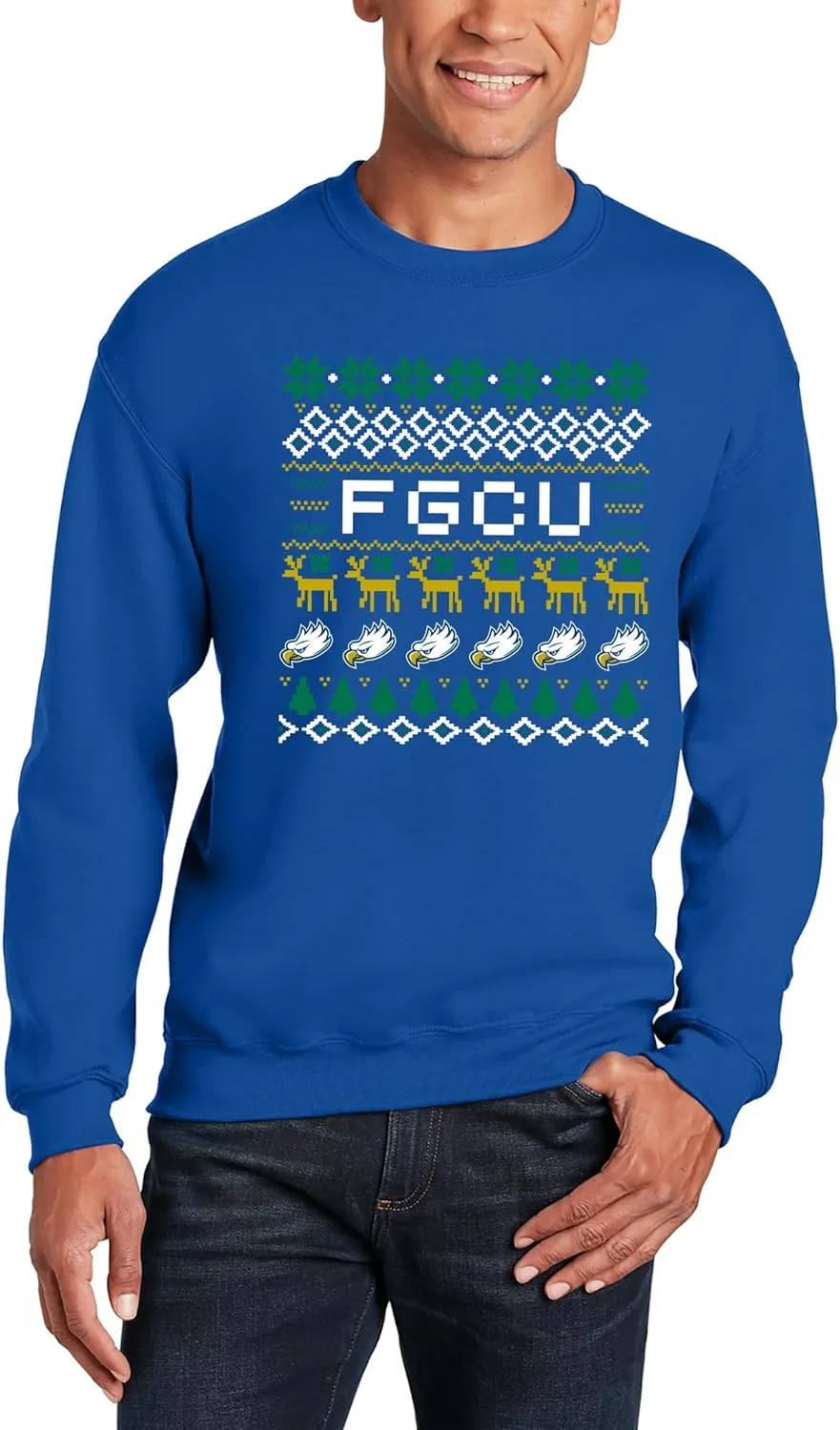 NCAA Holiday Ugly Sweater, Team Color Crewneck, College, University