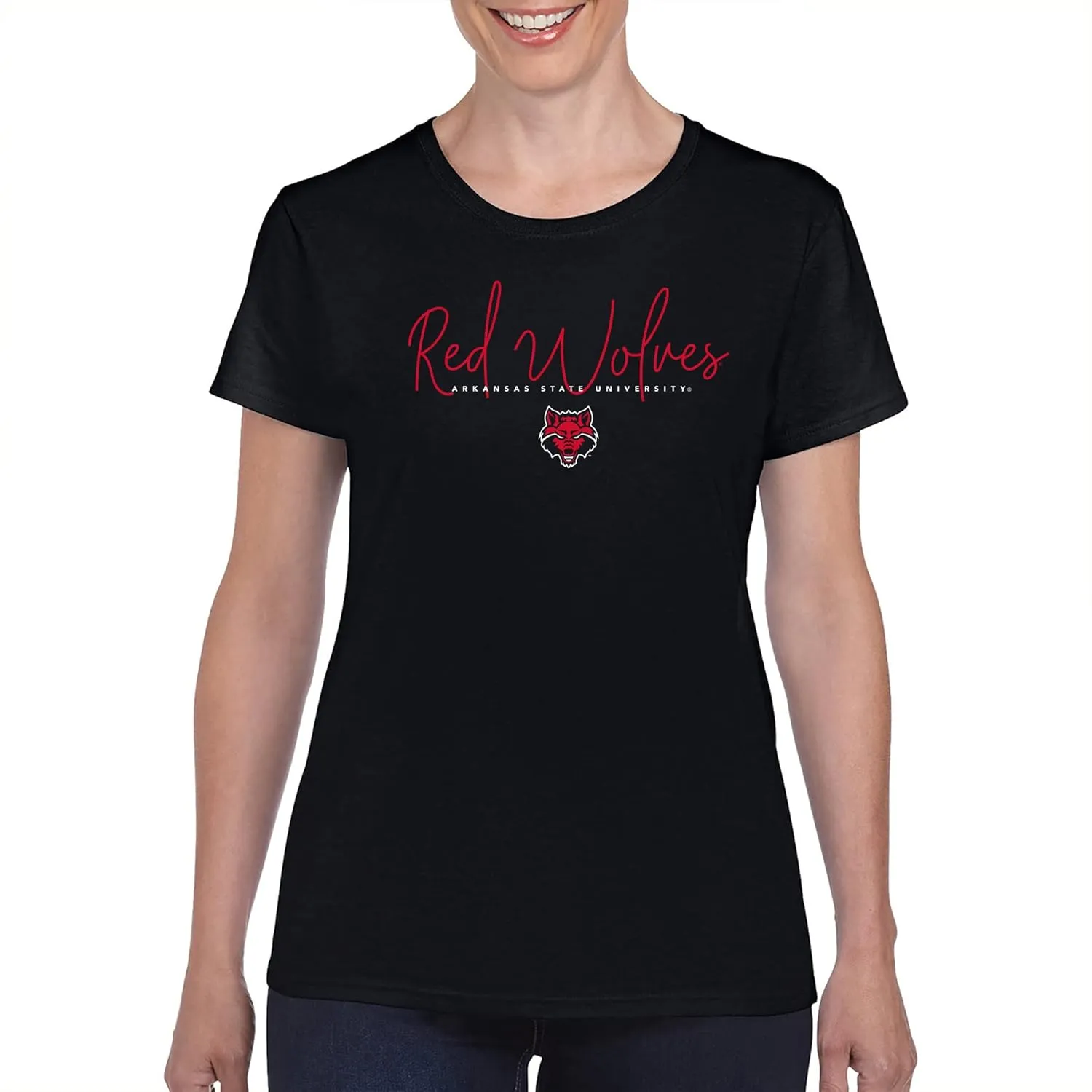 NCAA Thin Script, Team Color Womens T Shirt, College, University