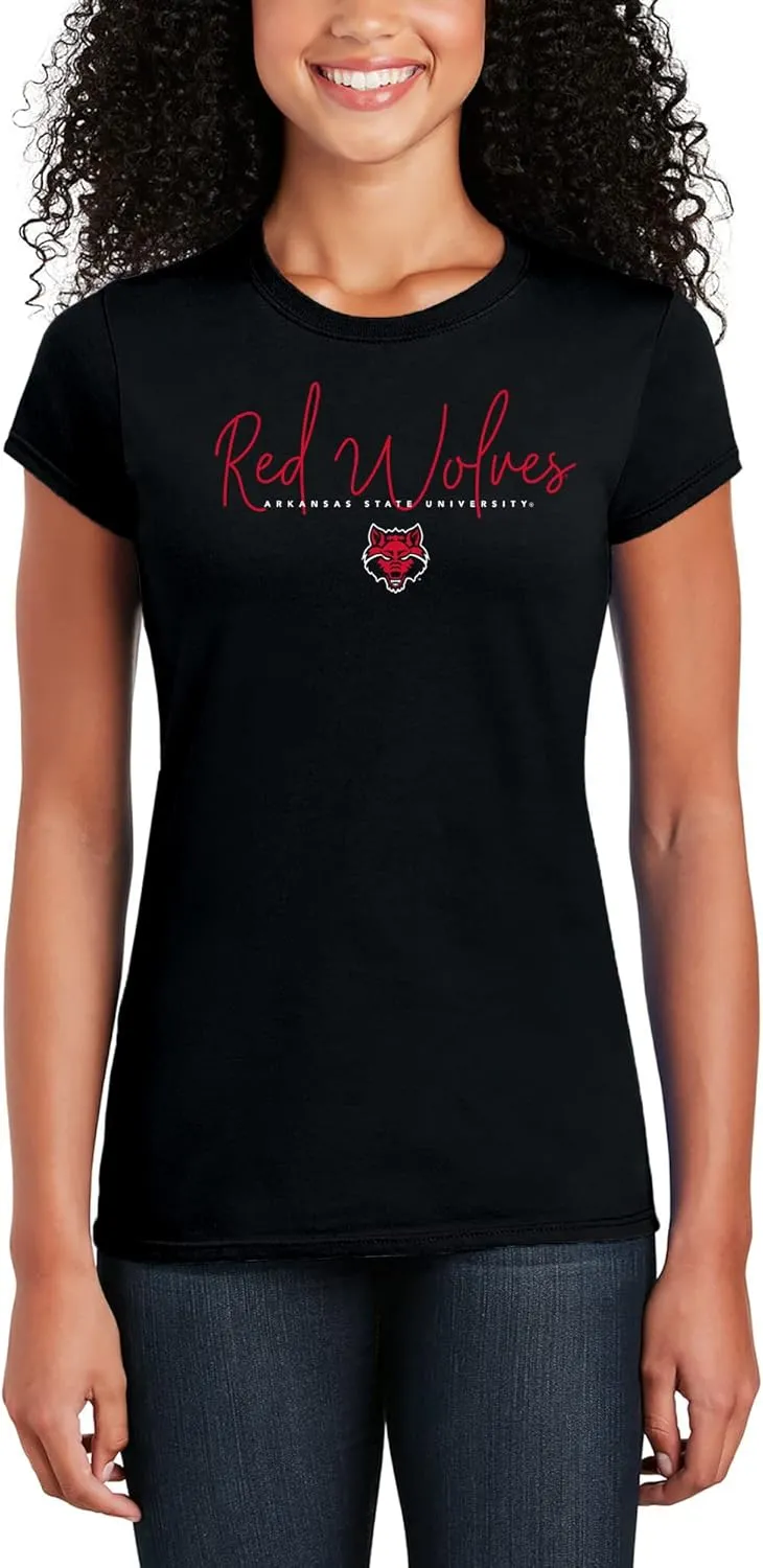 NCAA Thin Script, Team Color Womens T Shirt, College, University