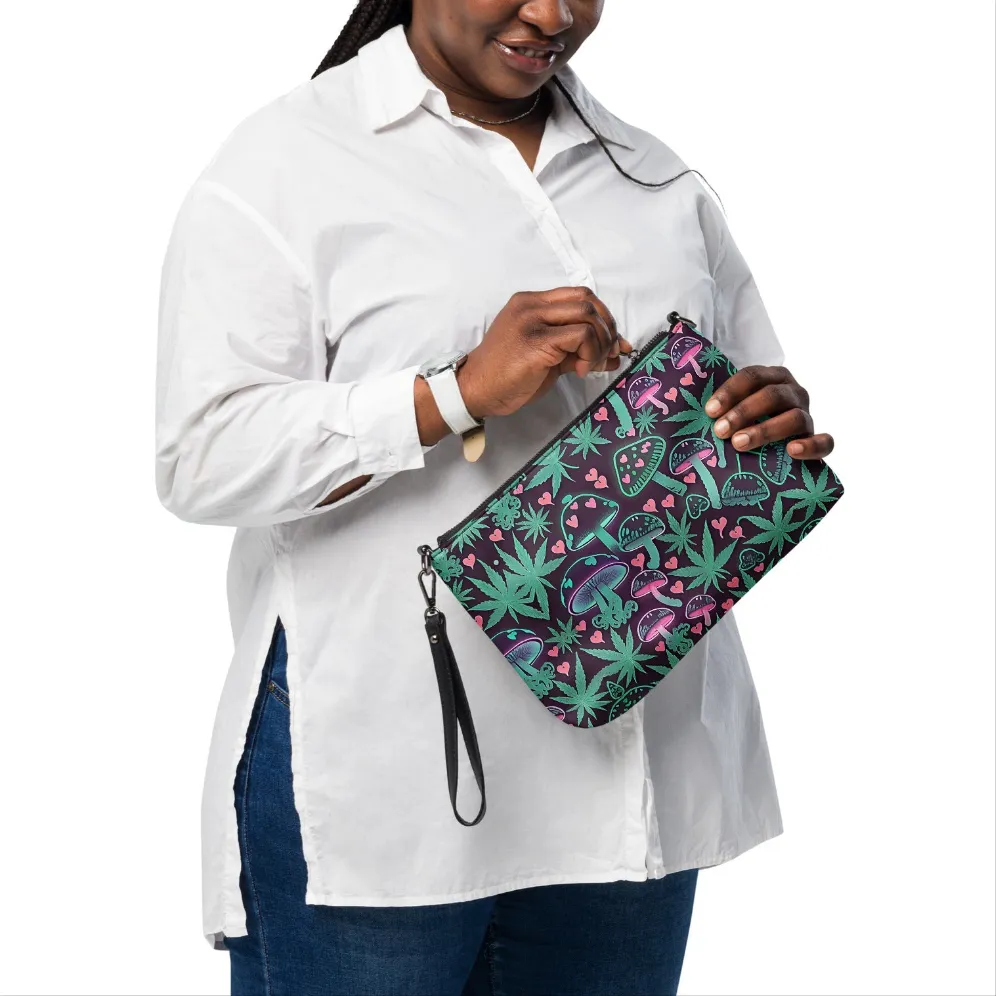 Neon Pink & Green Mushrooms 420 Crossbody Bag
