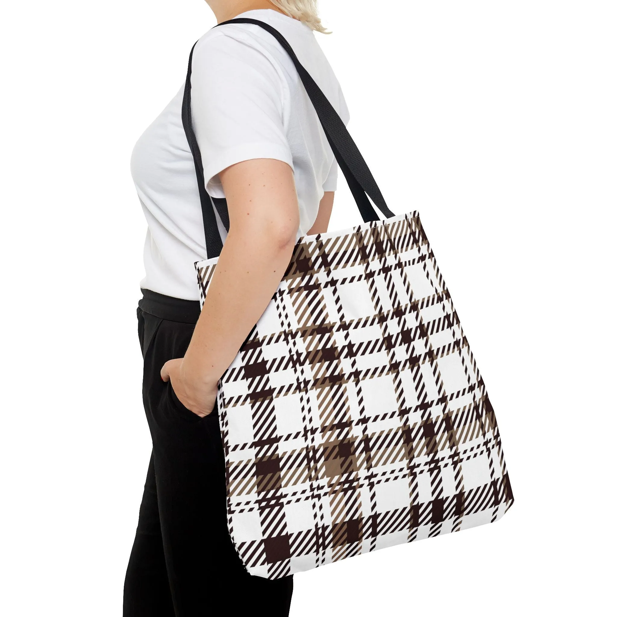 Neutral & Plaid Tote Bag