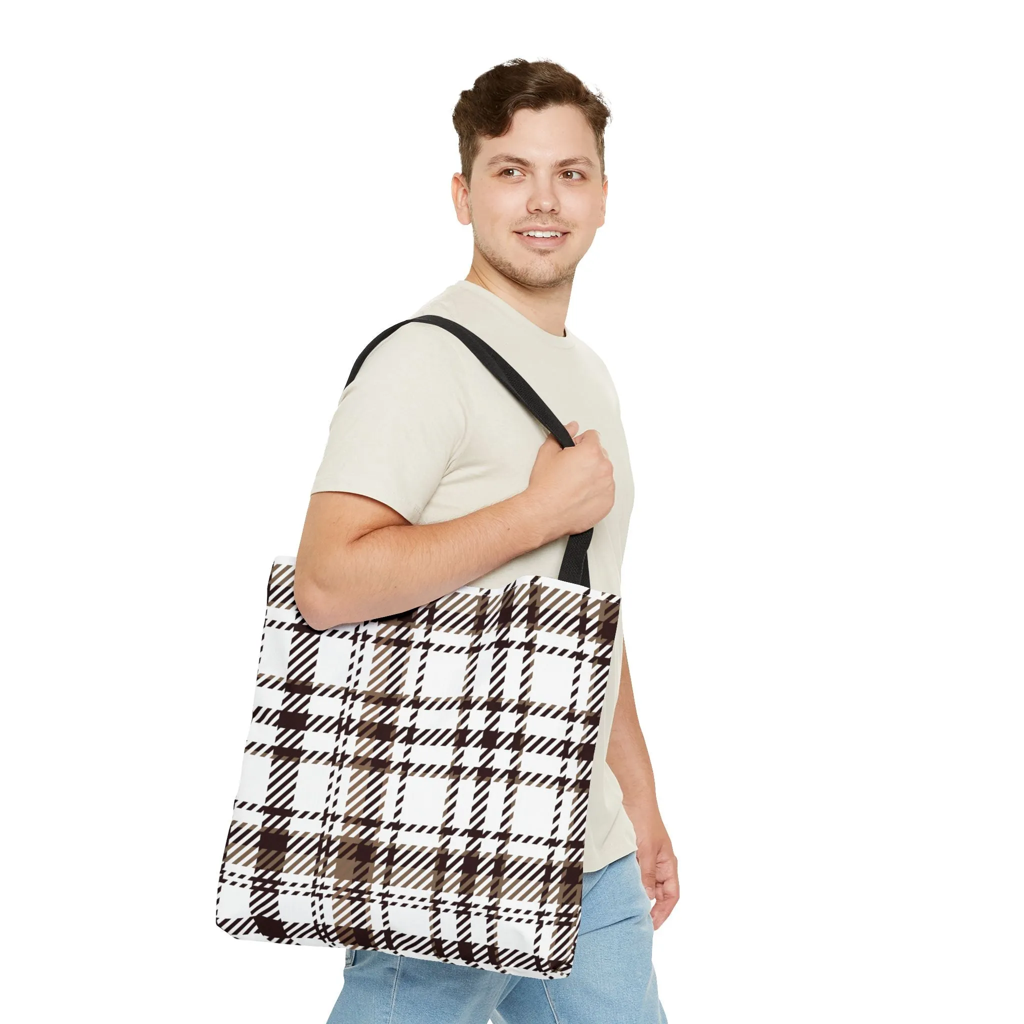 Neutral & Plaid Tote Bag