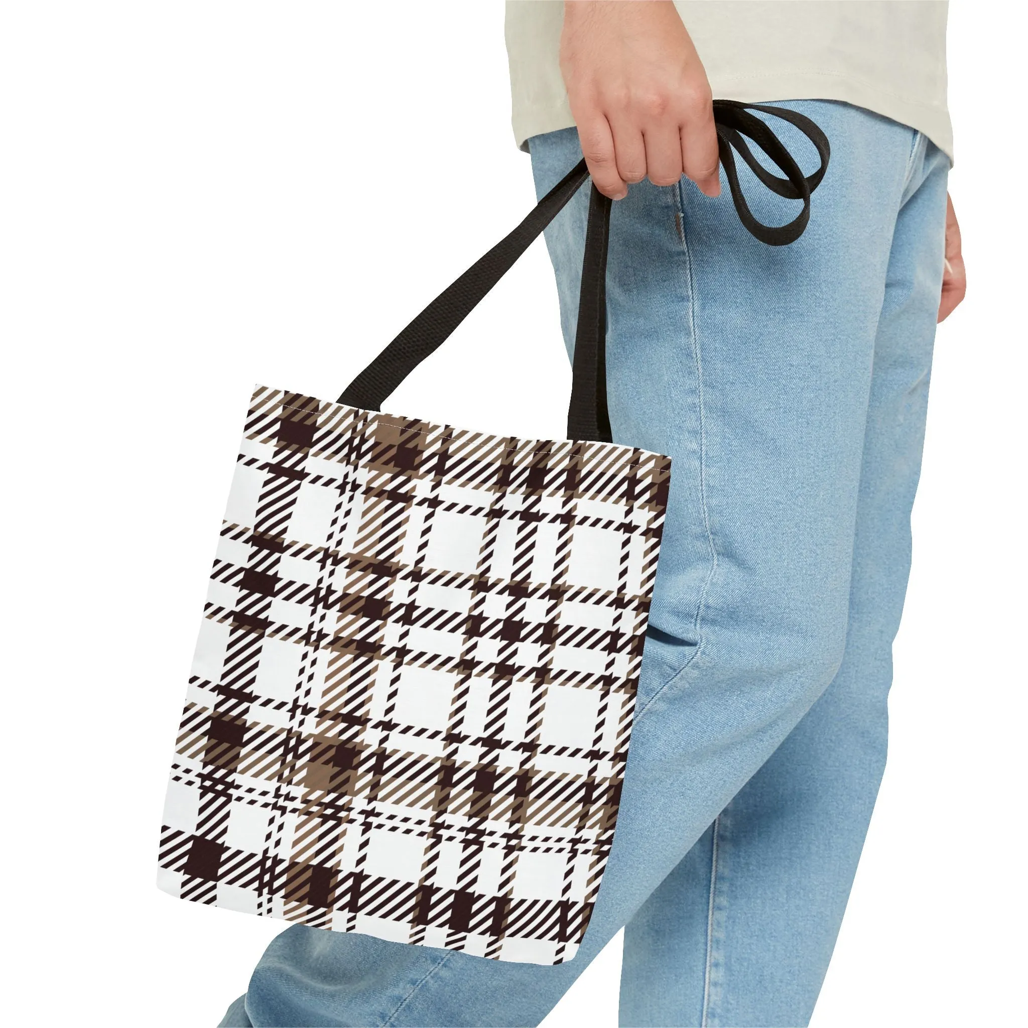 Neutral & Plaid Tote Bag