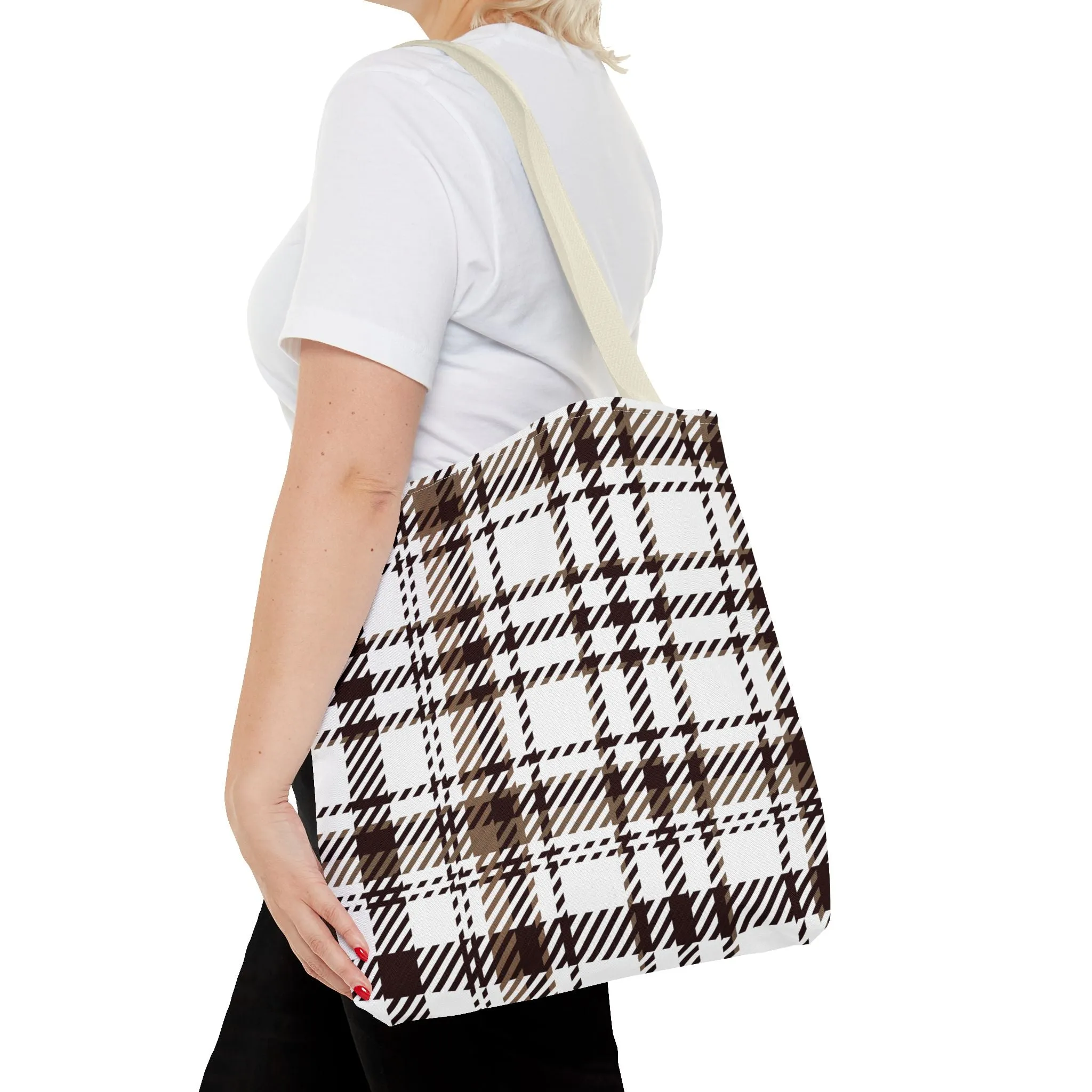 Neutral & Plaid Tote Bag