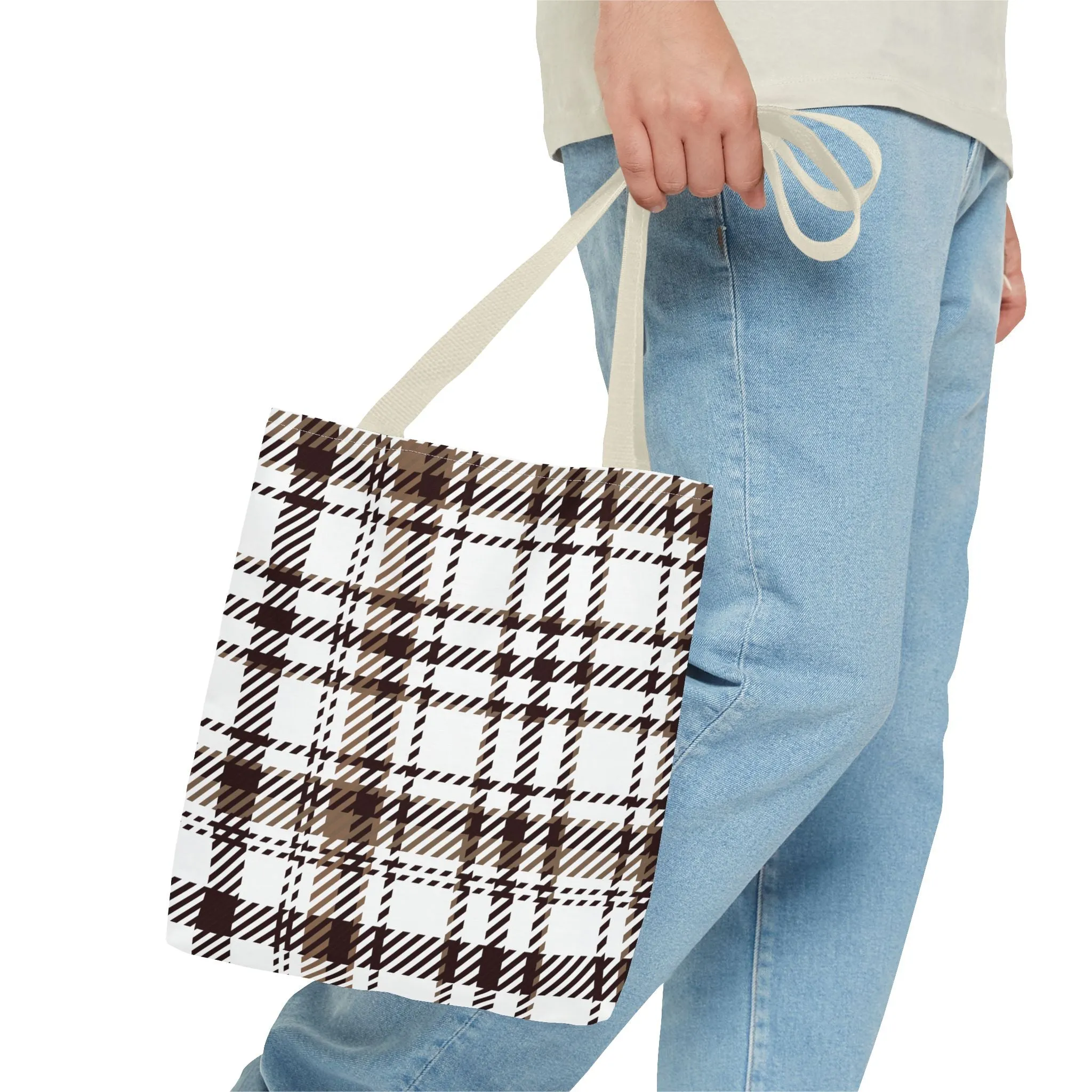 Neutral & Plaid Tote Bag