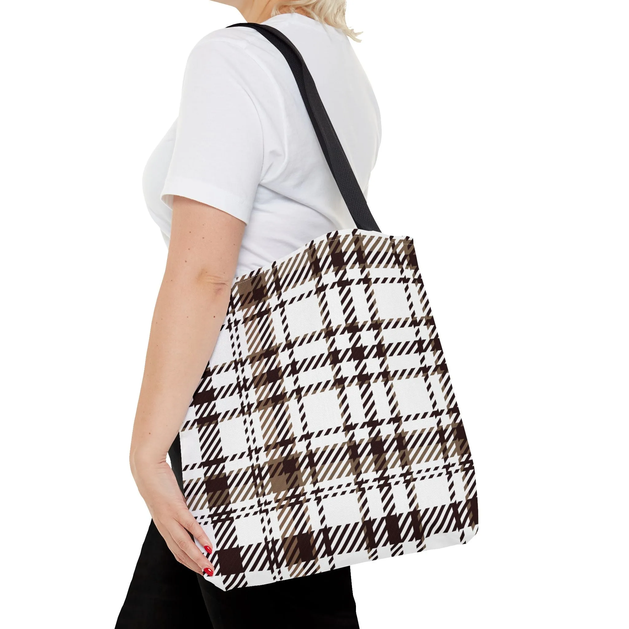 Neutral & Plaid Tote Bag