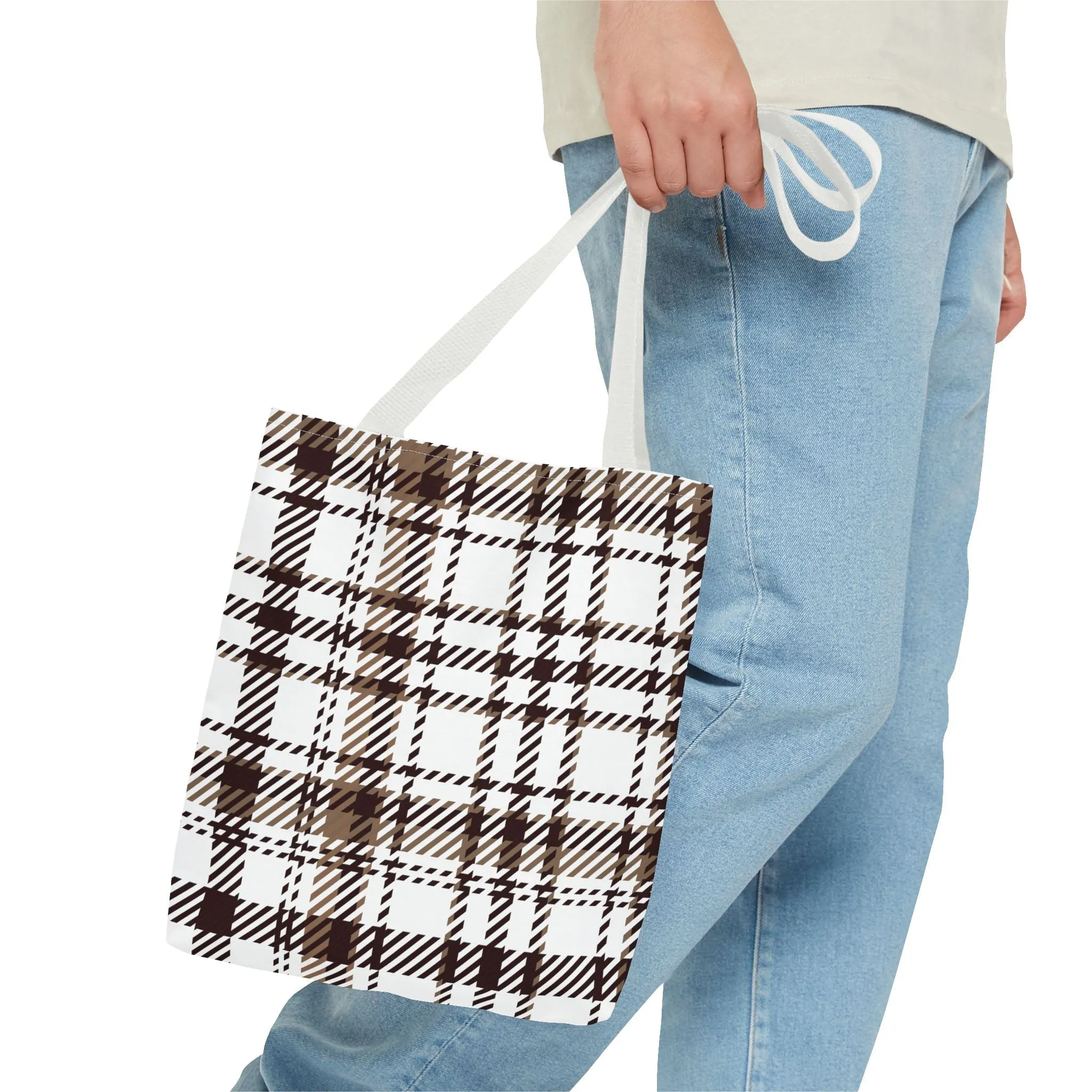 Neutral & Plaid Tote Bag