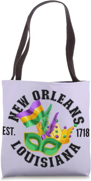 New Orleans, I love New Orleans, Mardi Gras Flag College Tote Bag