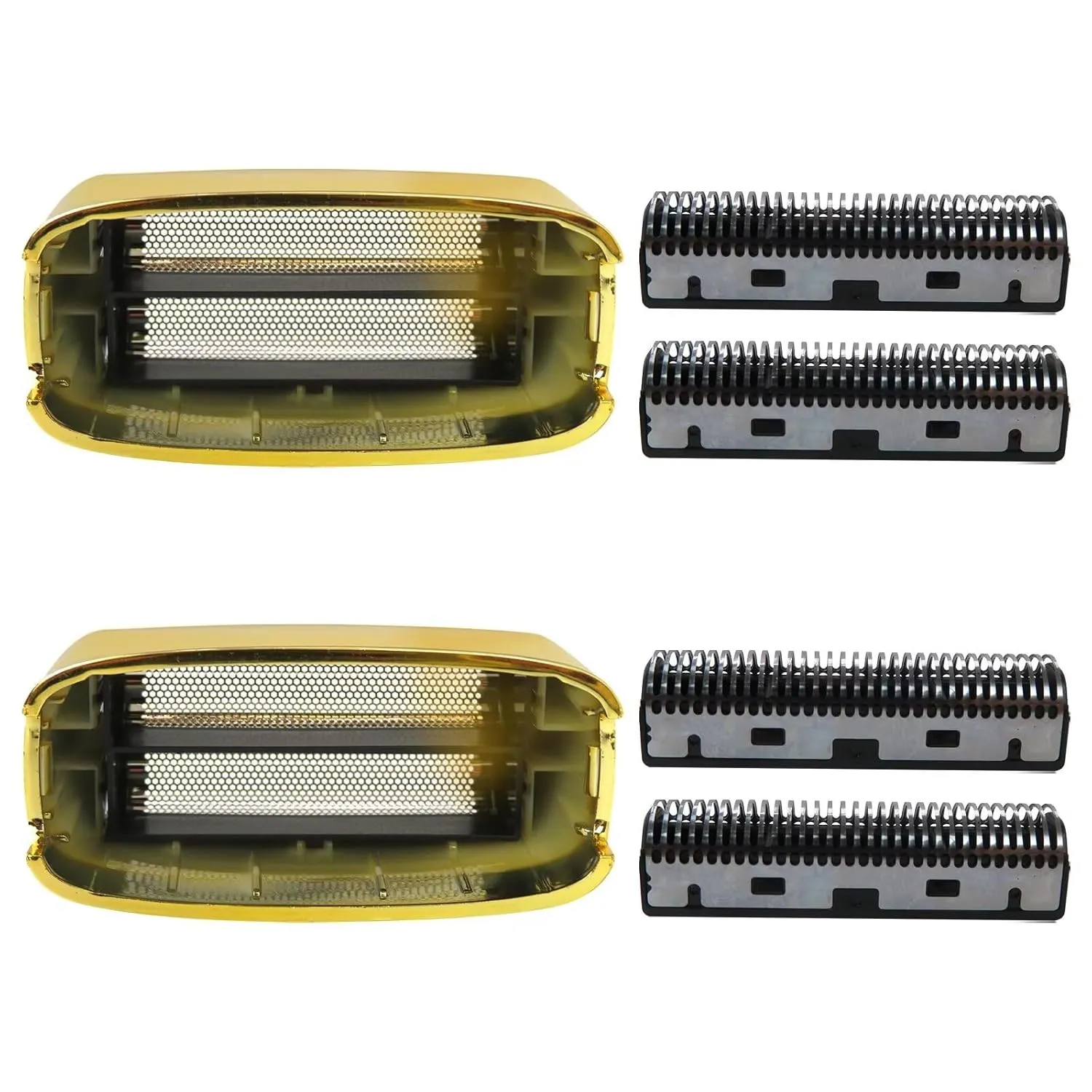New Upgraded 2 Pack Gold Shaver Replacement Foil and Cutters for BaBylis Barber*ology Double FXFS2 Metal shaver foil replacement