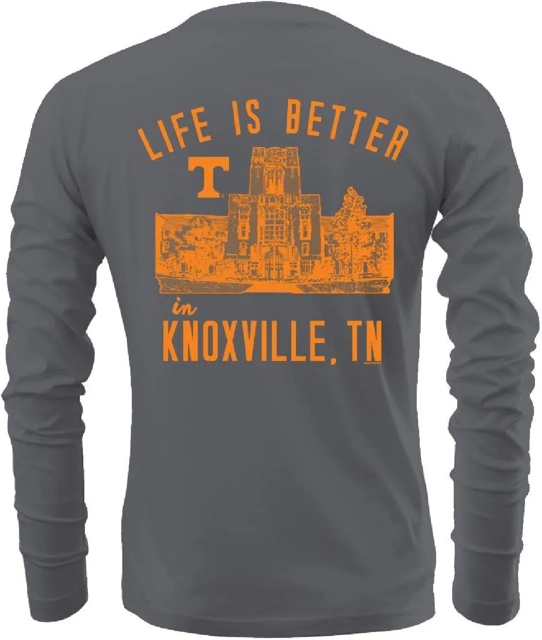 New World Graphics Tennessee Vols Men's Grey 2 Sided Life is Better Long Sleeve T Shirt