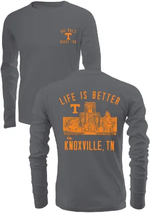 New World Graphics Tennessee Vols Men's Grey 2 Sided Life is Better Long Sleeve T Shirt