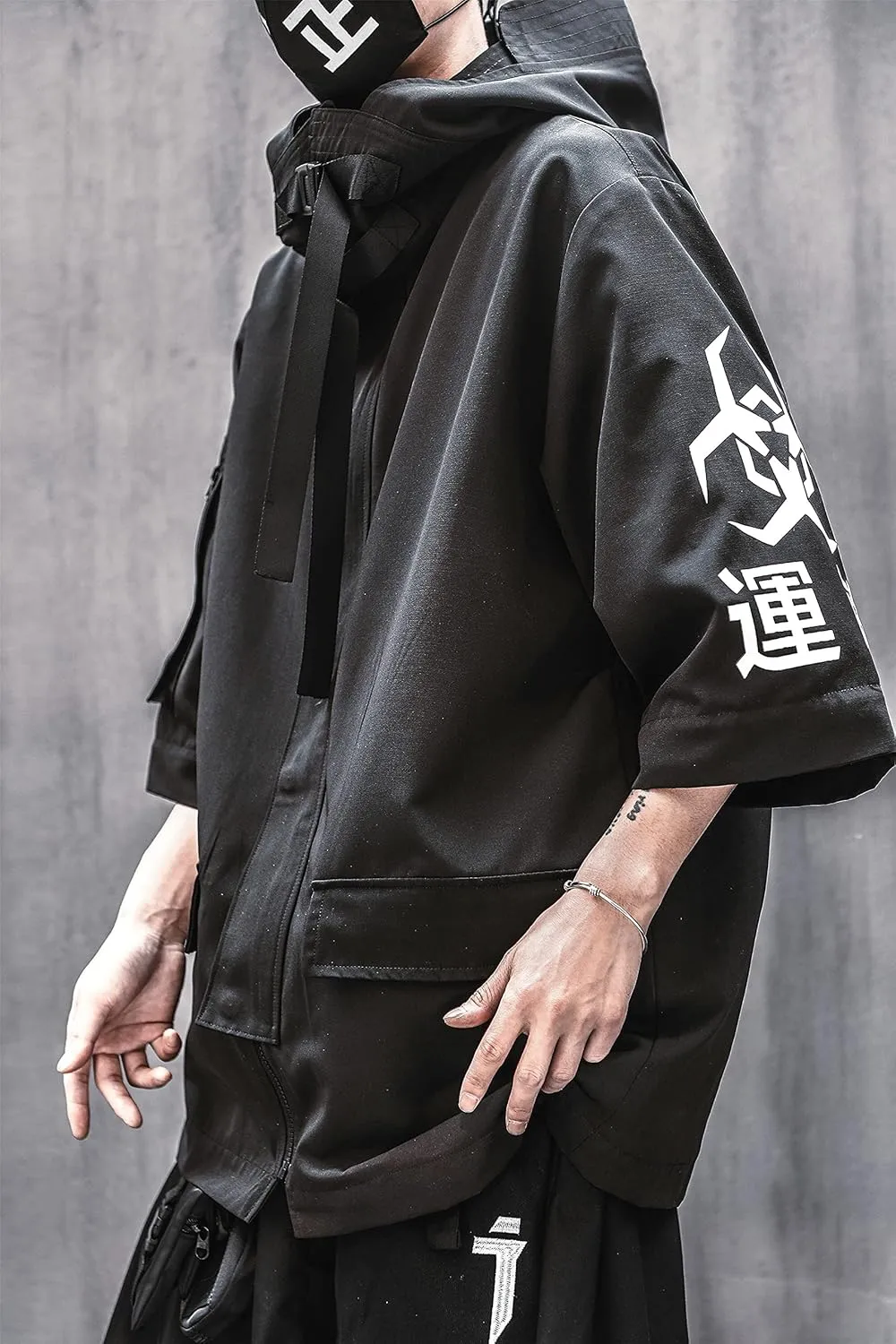 Niepce Inc Japanese Streetwear Zip Up Windbreaker Jackets for Men