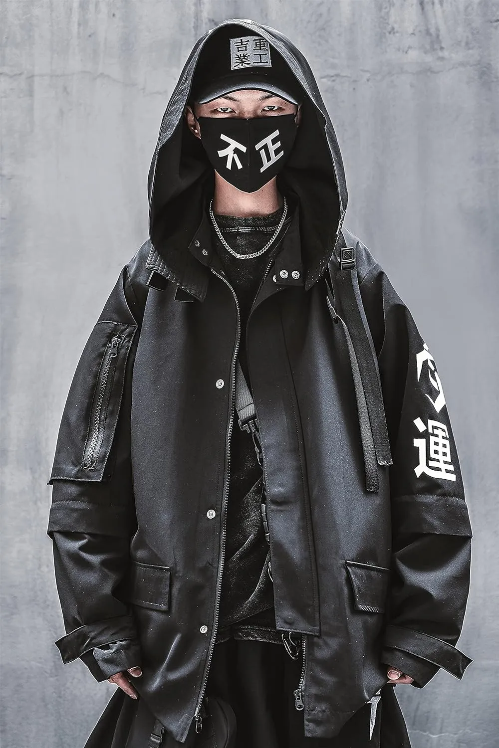 Niepce Inc Japanese Streetwear Zip Up Windbreaker Jackets for Men