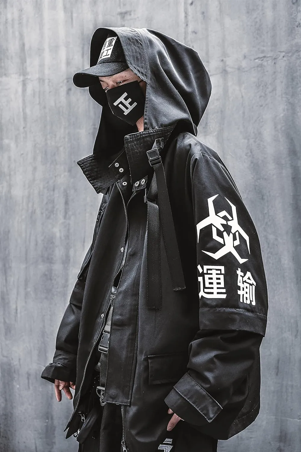 Niepce Inc Japanese Streetwear Zip Up Windbreaker Jackets for Men
