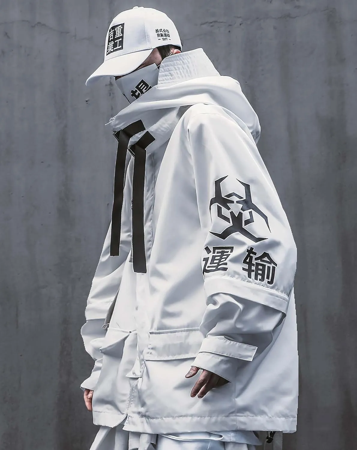 Niepce Inc Japanese Streetwear Zip Up Windbreaker Jackets for Men