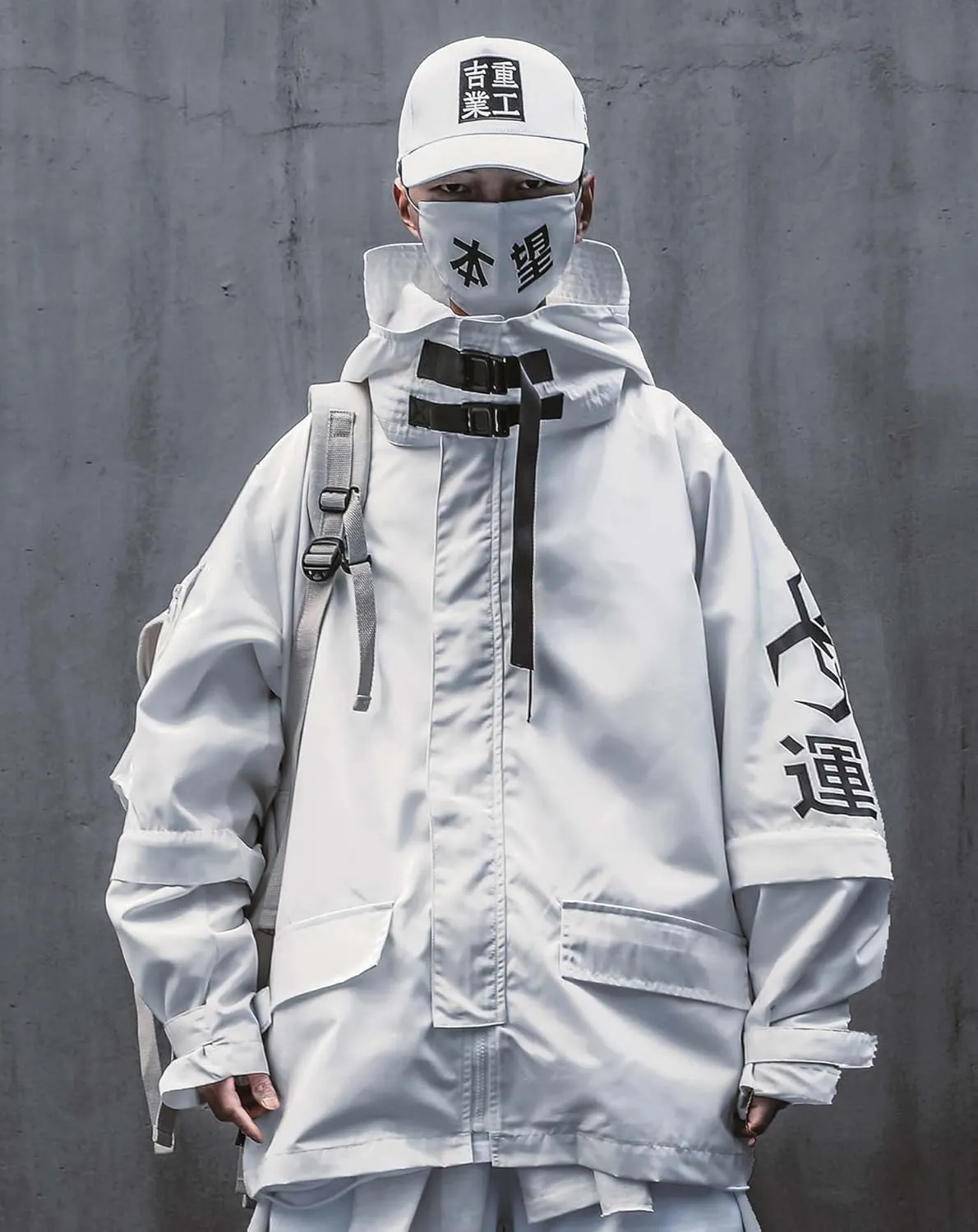 Niepce Inc Japanese Streetwear Zip Up Windbreaker Jackets for Men