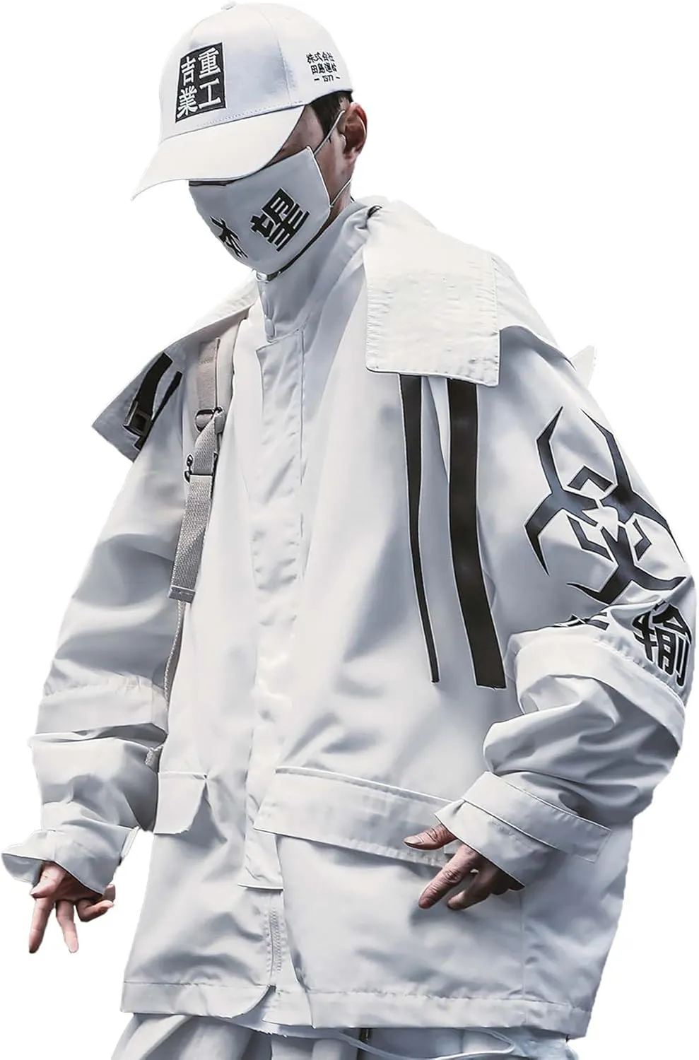 Niepce Inc Japanese Streetwear Zip Up Windbreaker Jackets for Men