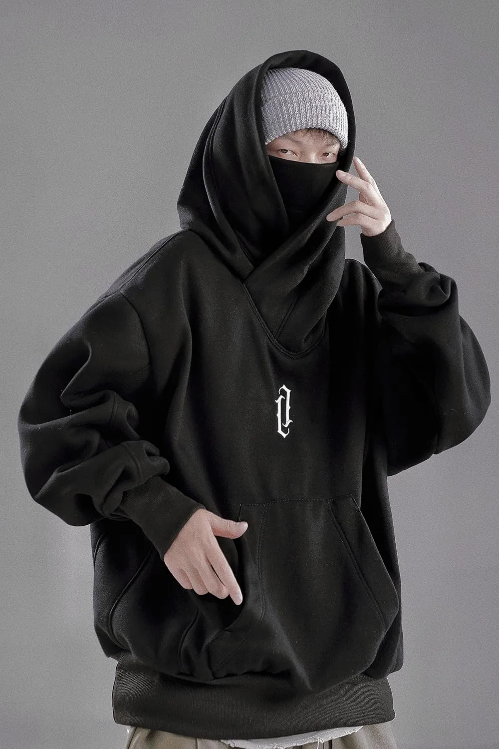 Niepce Inc Streetwear Men's Oversized Heavyweight Hoodie with Neck Gaiter
