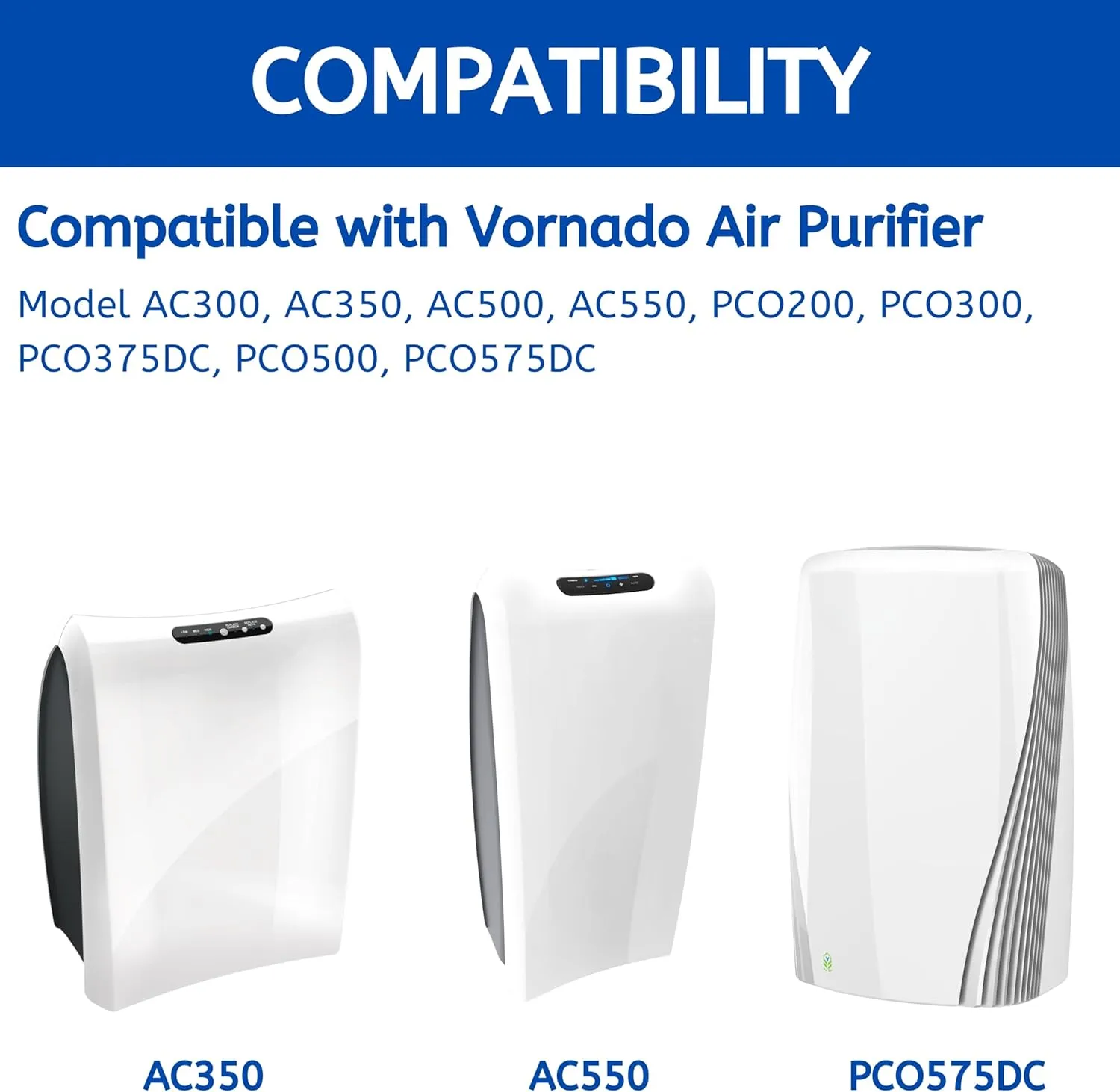 Nispira Replacement HEPA Filter for Air Purifier, Compatible with Vornado Air Purifier Models AC300, AC350, AC500, AC550, PCO200, PCO300, PCO500 Compared to Part MD1-0022, 4 Packs