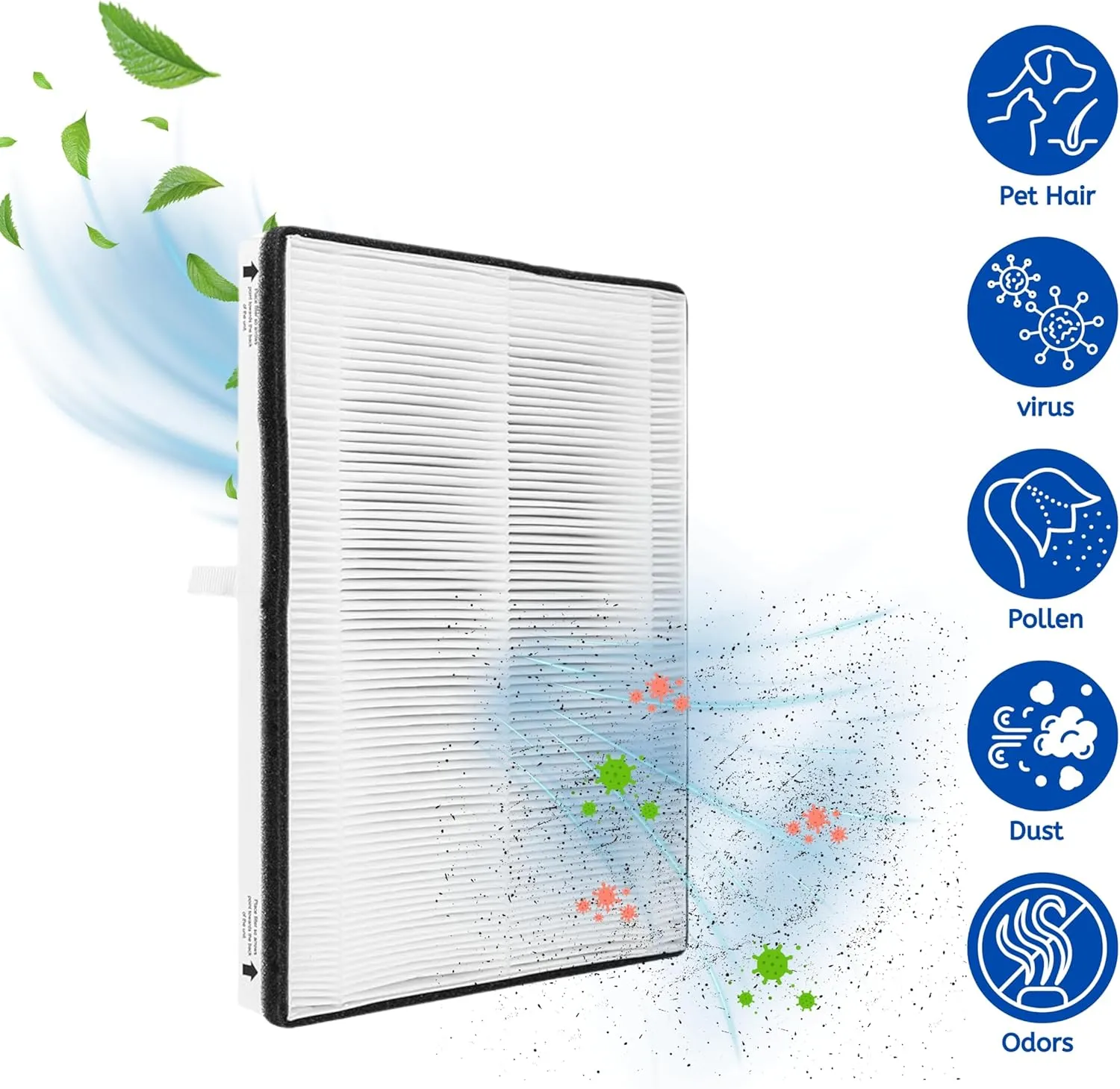 Nispira Replacement HEPA Filter for Air Purifier, Compatible with Vornado Air Purifier Models AC300, AC350, AC500, AC550, PCO200, PCO300, PCO500 Compared to Part MD1-0022, 4 Packs
