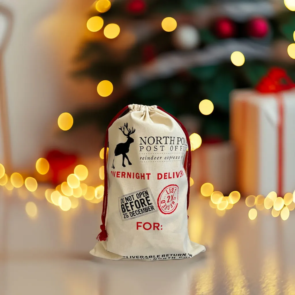 North Pole Printed 24 in Cotton Laundry Bags / Santa Sacks