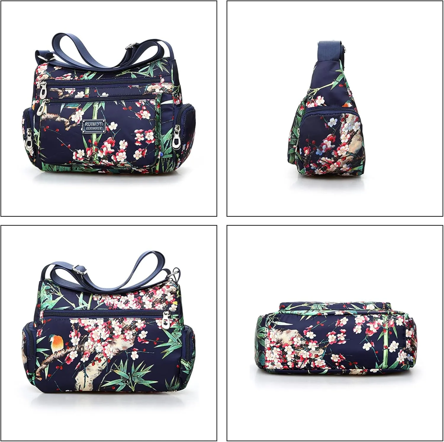 NOTAG Crossbody Bags for Women Nylon Shoulder Bag Floral Multi-Pocket Purses and Handbags