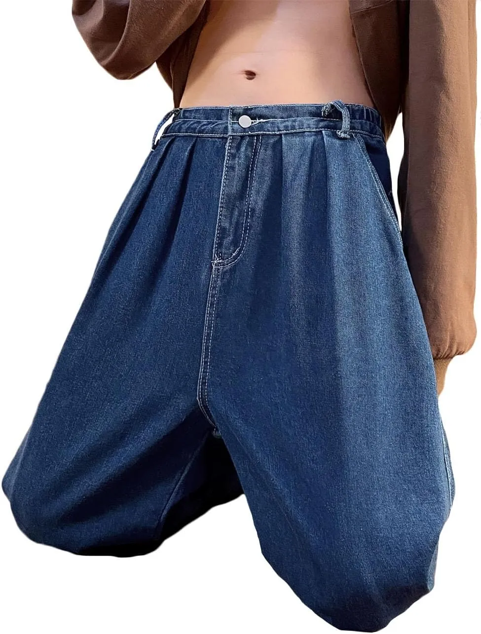 Nutriangee Men's Loose Fit Baggy Jeans Casual Streetwear Wide Leg Hip Hop Oversized Denim Pants