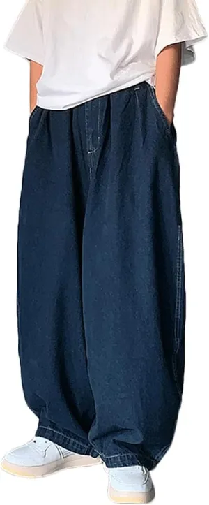 Nutriangee Men's Loose Fit Baggy Jeans Casual Streetwear Wide Leg Hip Hop Oversized Denim Pants