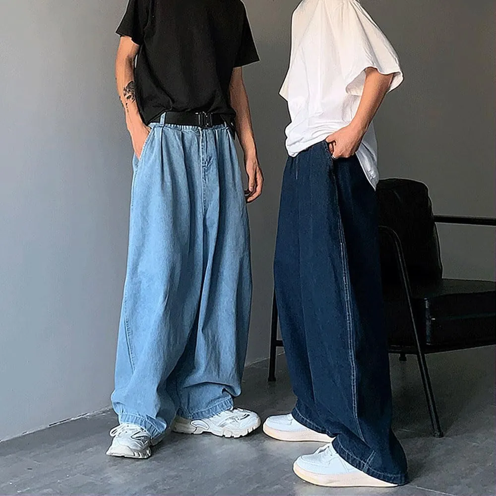 Nutriangee Men's Loose Fit Baggy Jeans Casual Streetwear Wide Leg Hip Hop Oversized Denim Pants